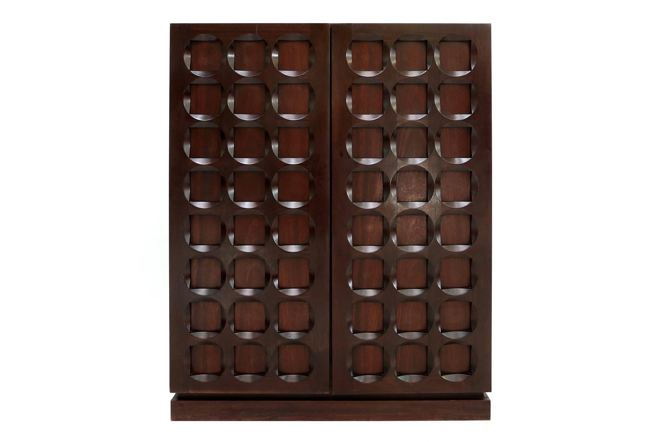 Brutalist Mahogany Bar Cabinet In Excellent Condition In Antwerp, BE