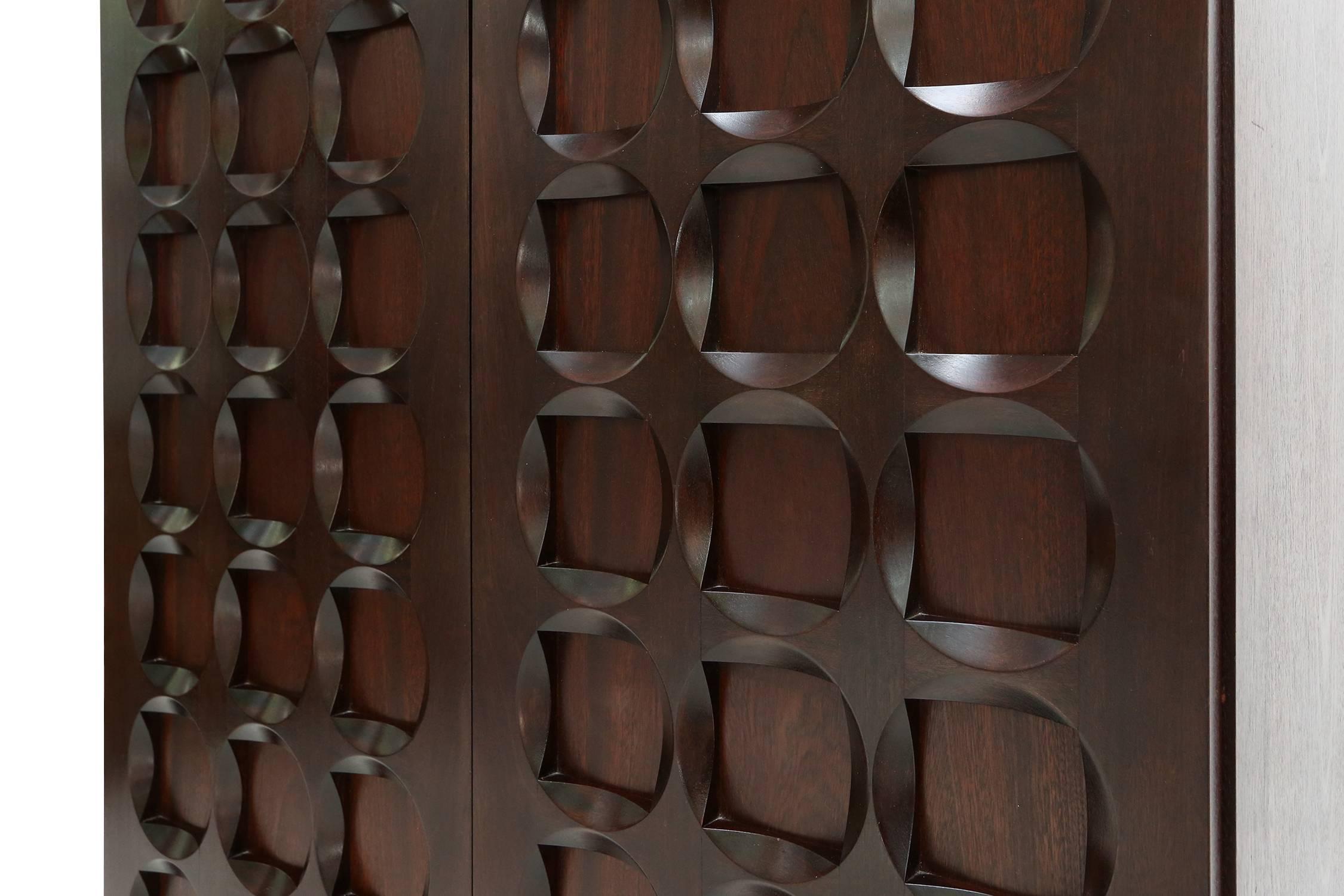 Late 20th Century Brutalist Mahogany Bar Cabinet