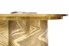 Important Marc D'Haenens Brass Coffee Table with Inlaid Polished Ammonite
