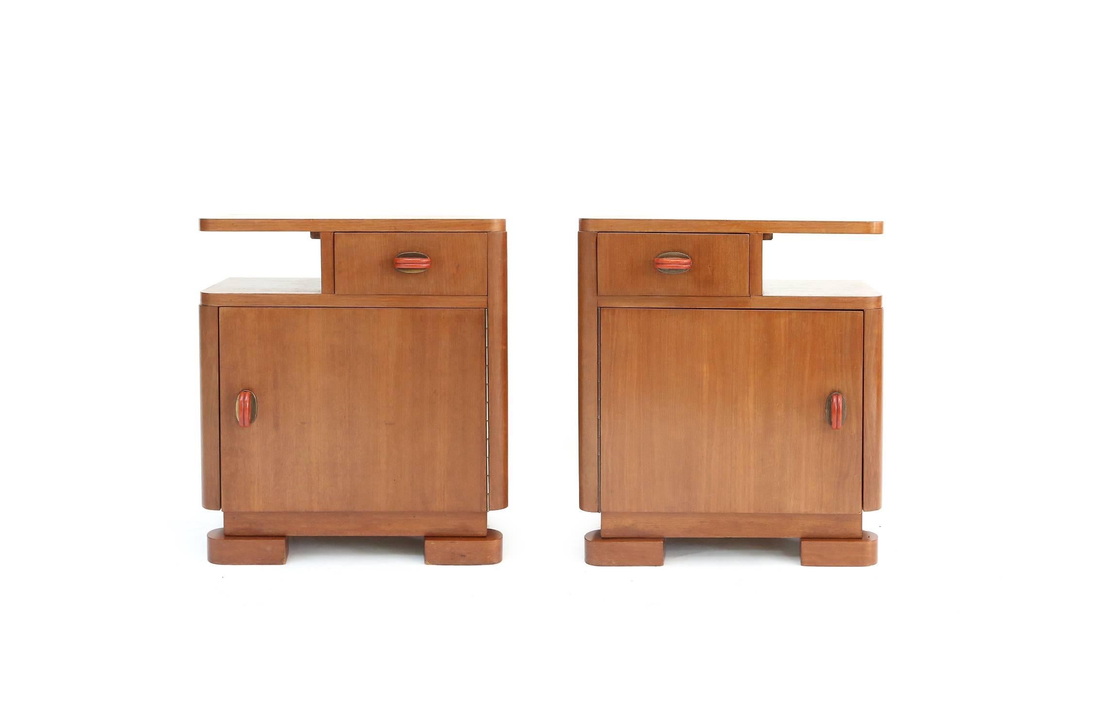 Mid-20th Century 't Woonhuys Art Deco Bed Side Tables