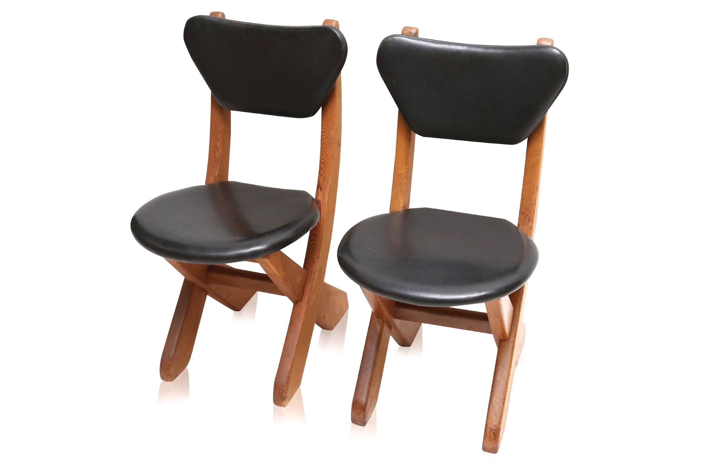Mid-century modern Danish black Leather dining chairs  1