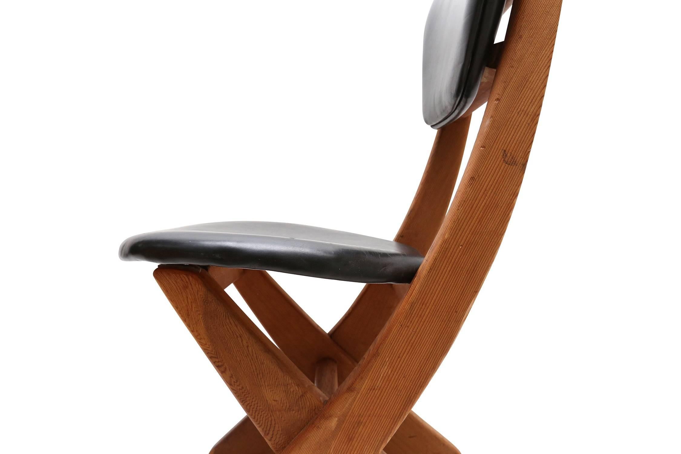Mid-20th Century Mid-century modern Danish black Leather dining chairs 