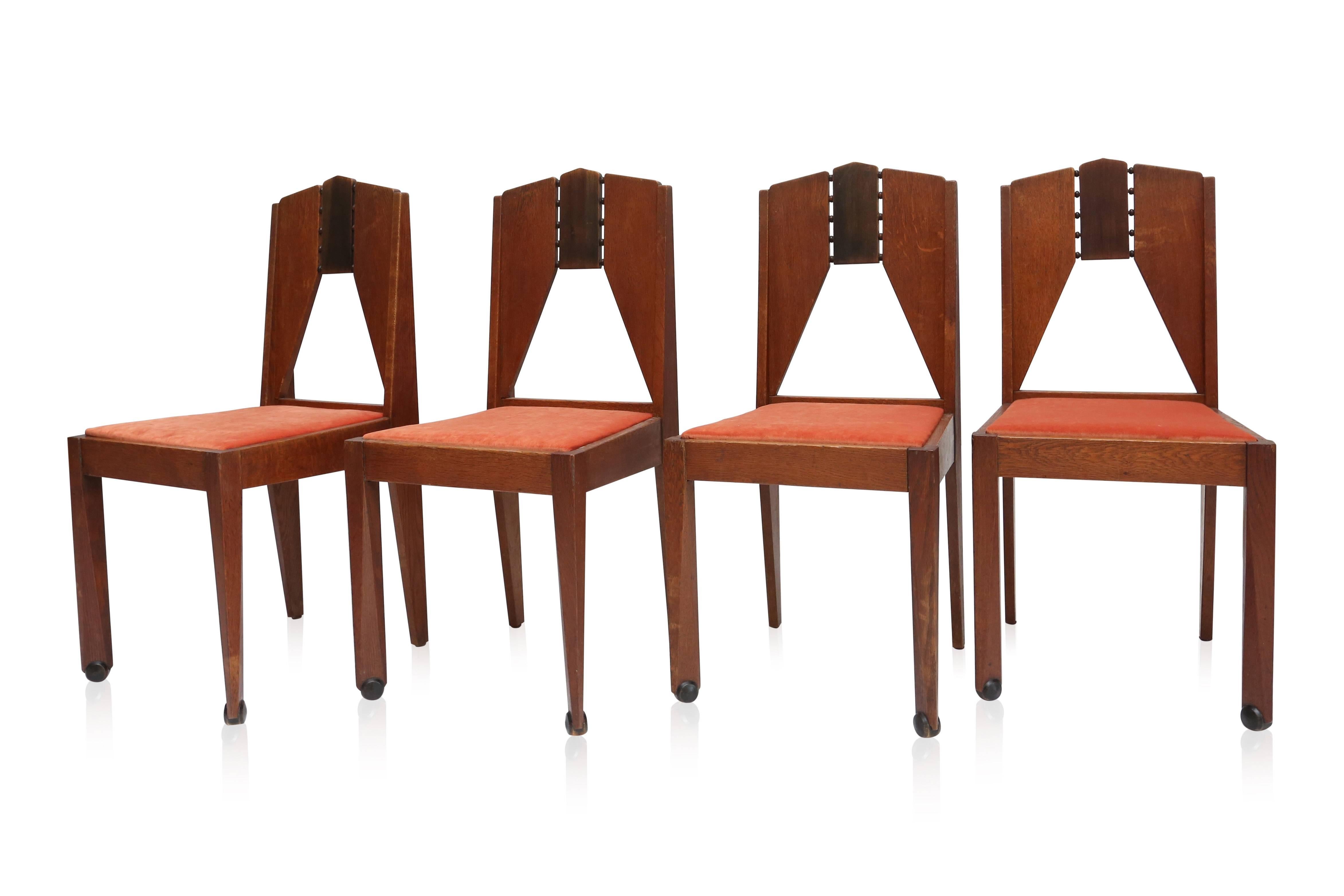 Dutch Set of Four Amsterdam School Chairs