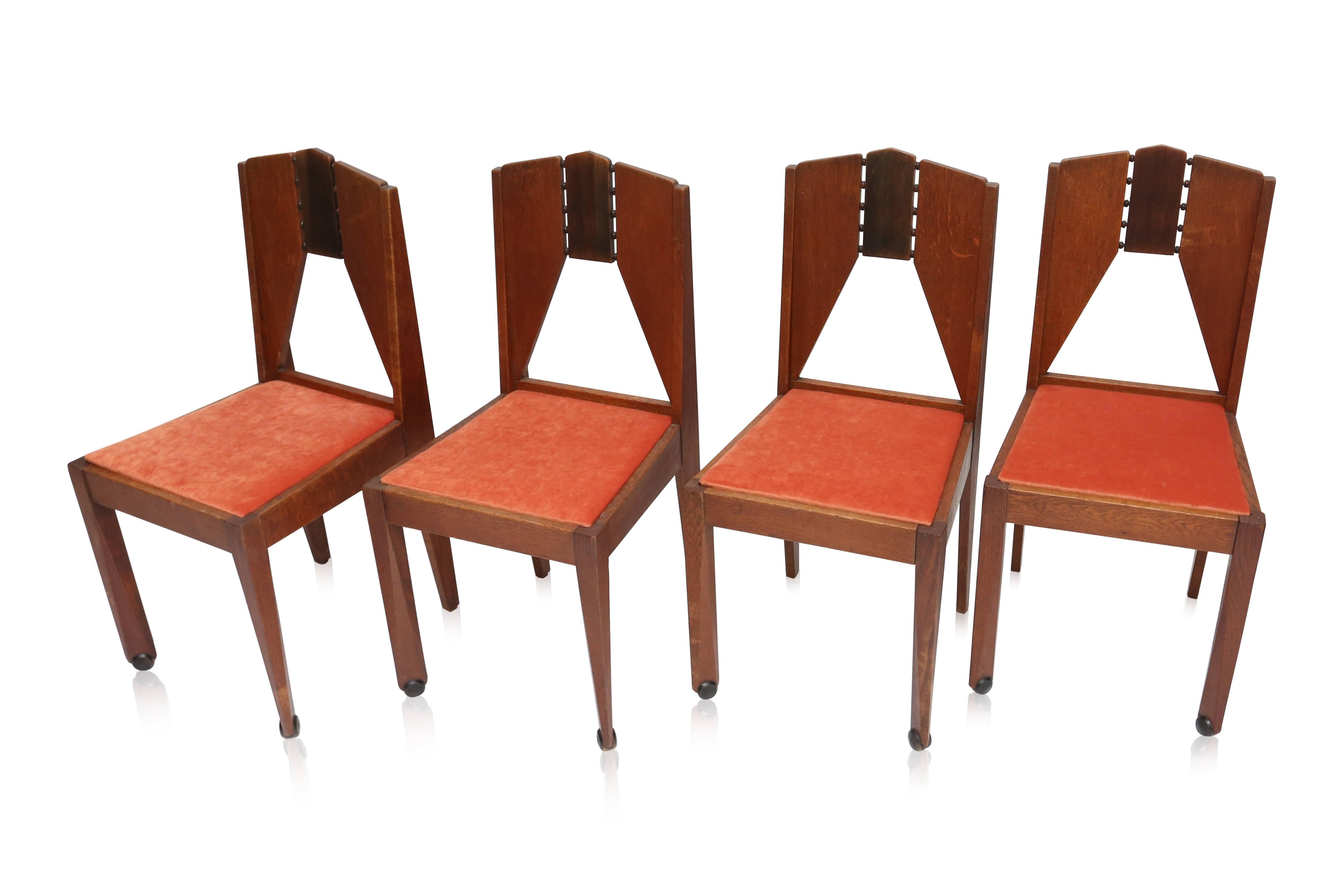 Set of Four Amsterdam School Chairs In Excellent Condition In Antwerp, BE