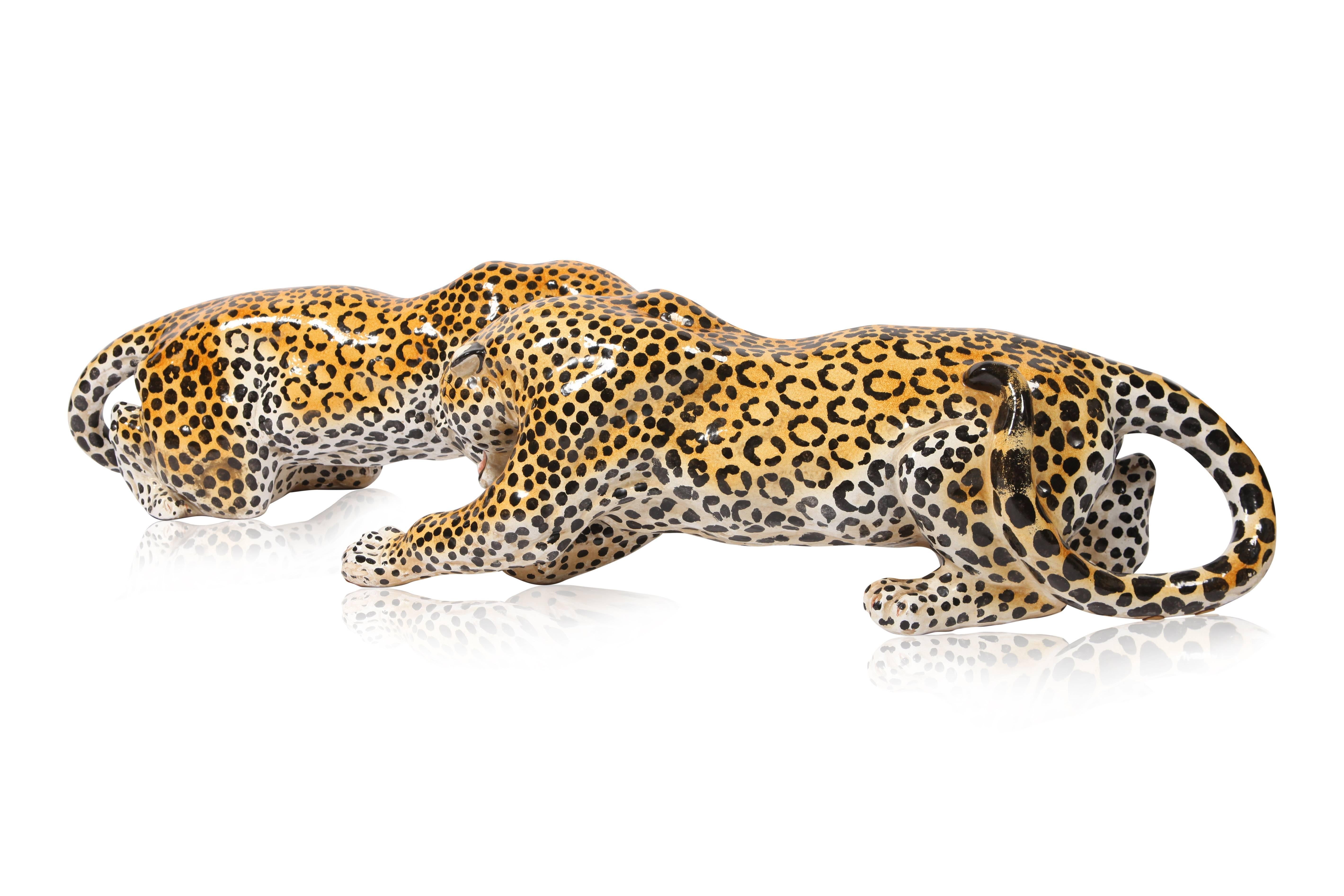 Hand-painted 1960s leopard sculptures,
Italy.
An identical set in perfect condition.

 
