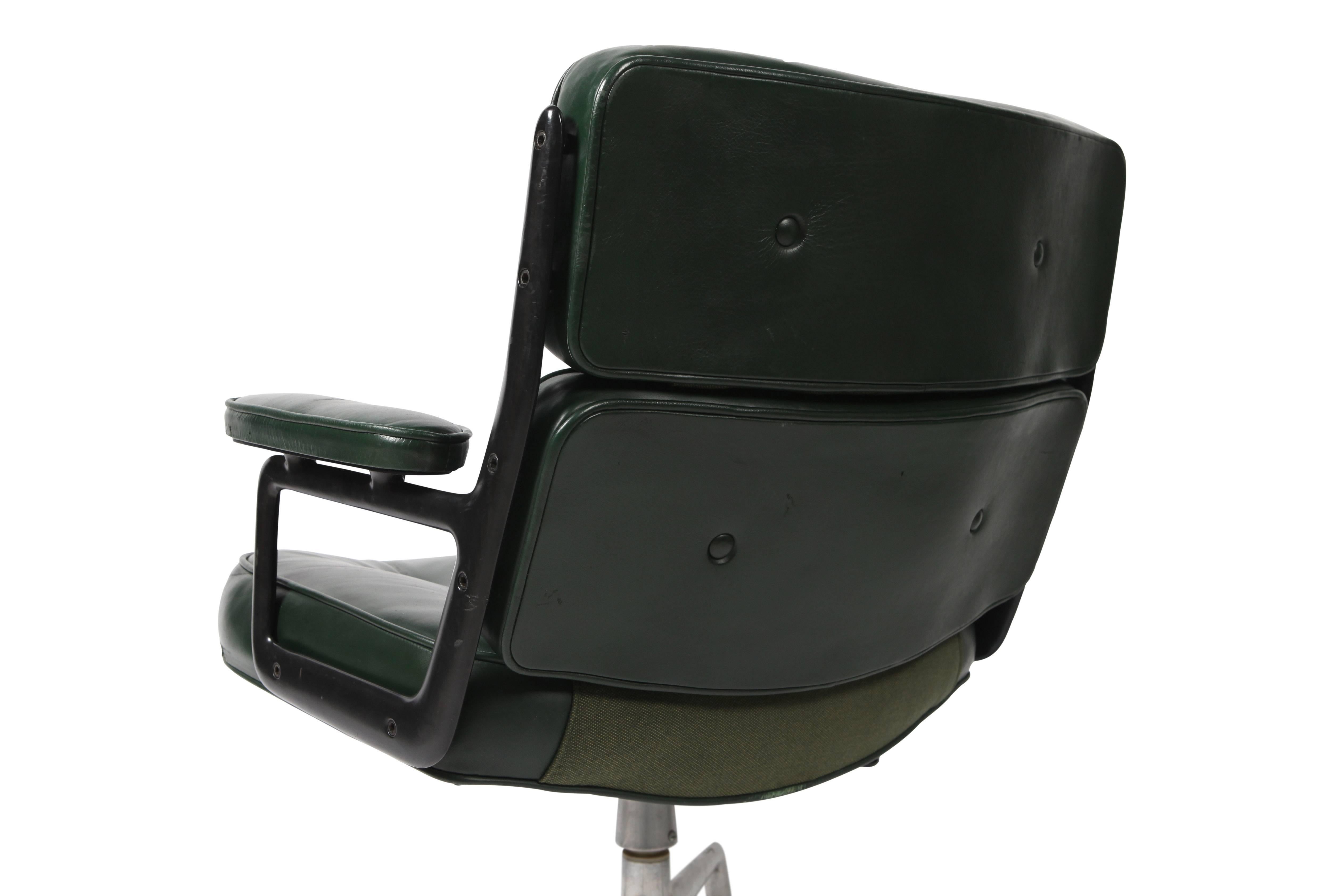 American Pair of Eames ES 106 Green Leather Desk Chair