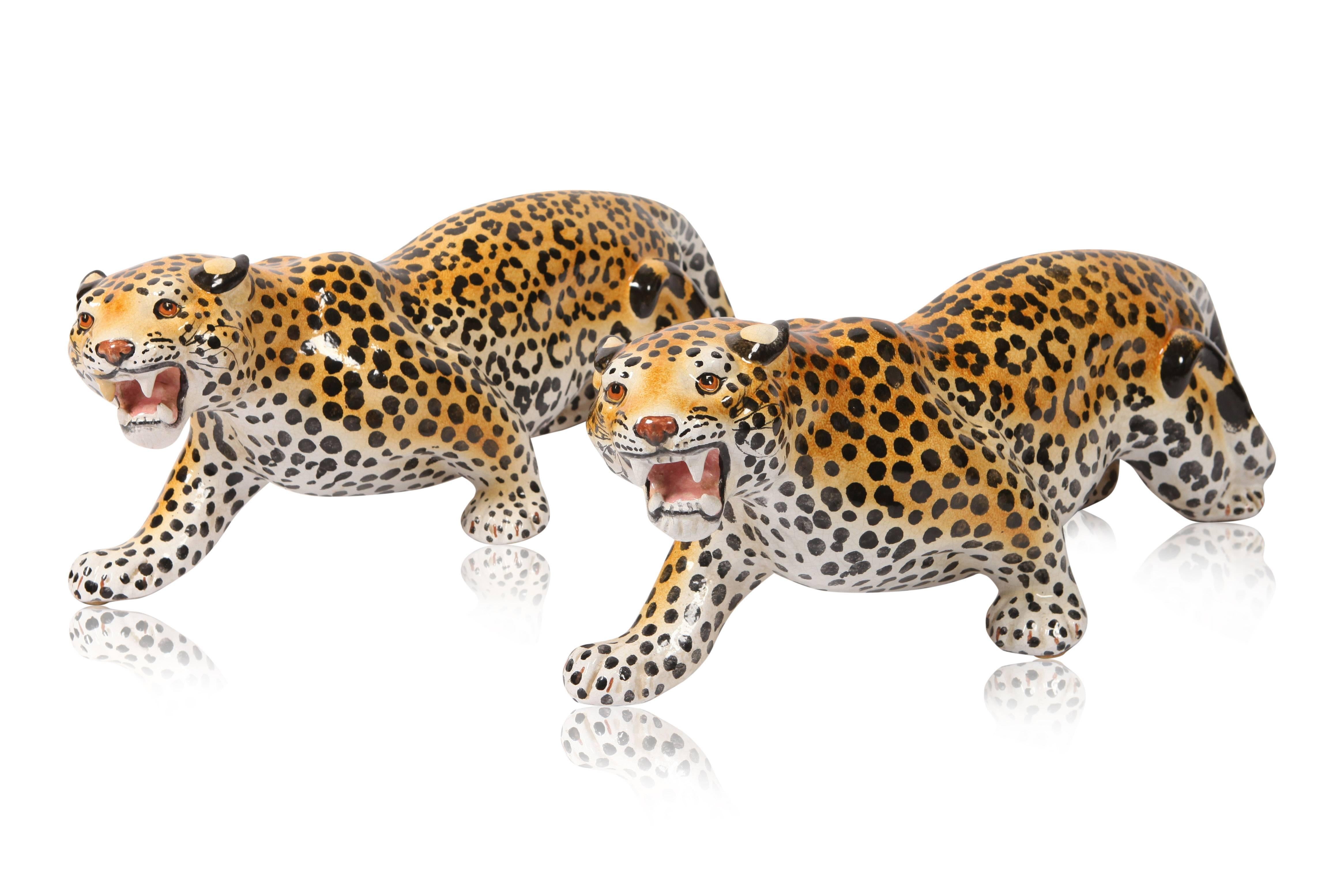 hand-painted ceramic leopard sculptures, Italy 1970s

It's a set of two identical porcelain pieces
would fit well in a regency inspired tropical gabriella creeps style interior
Check out our Goldwood storefront for more matching pieces