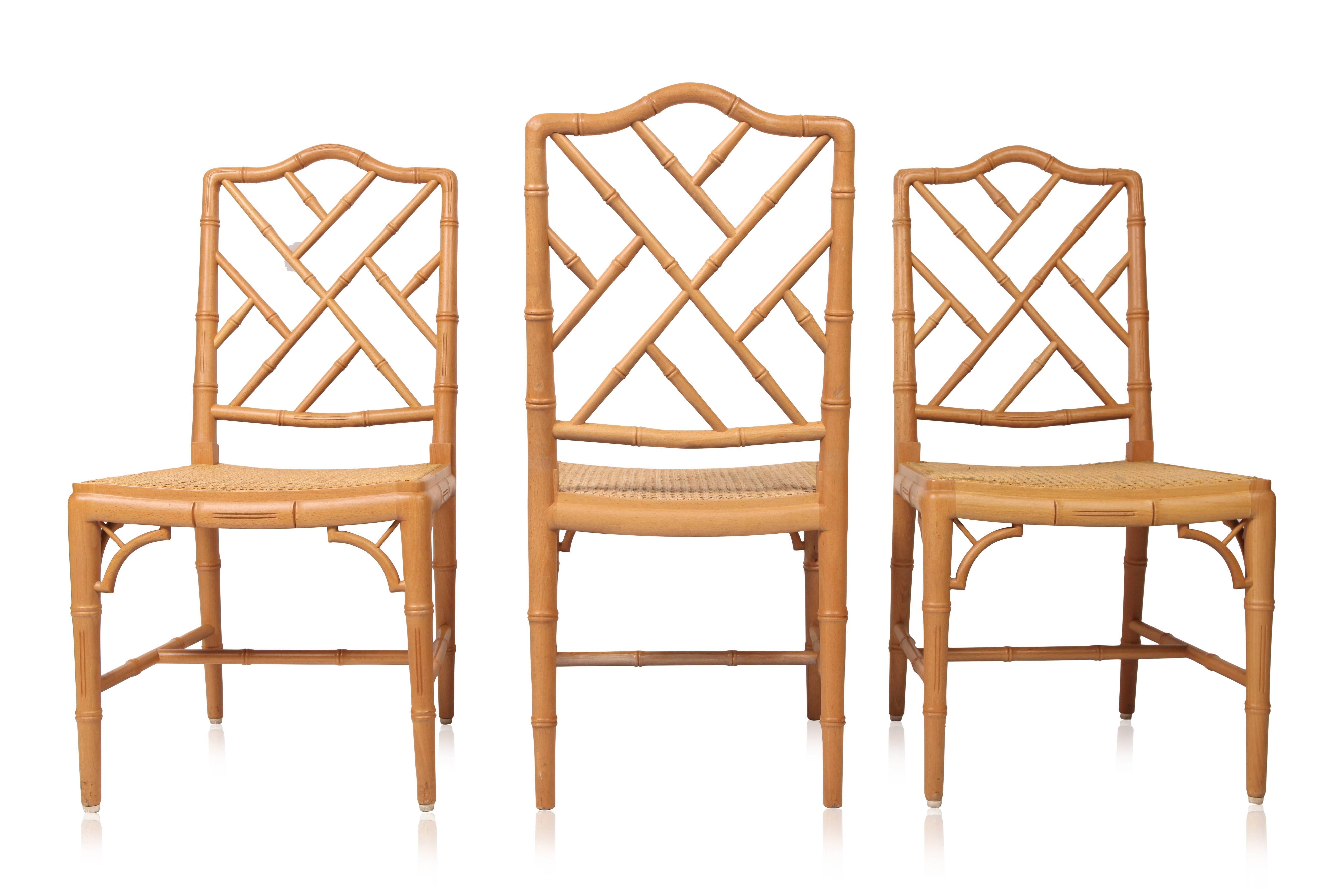 European Hollywood Regency Bamboo Chairs