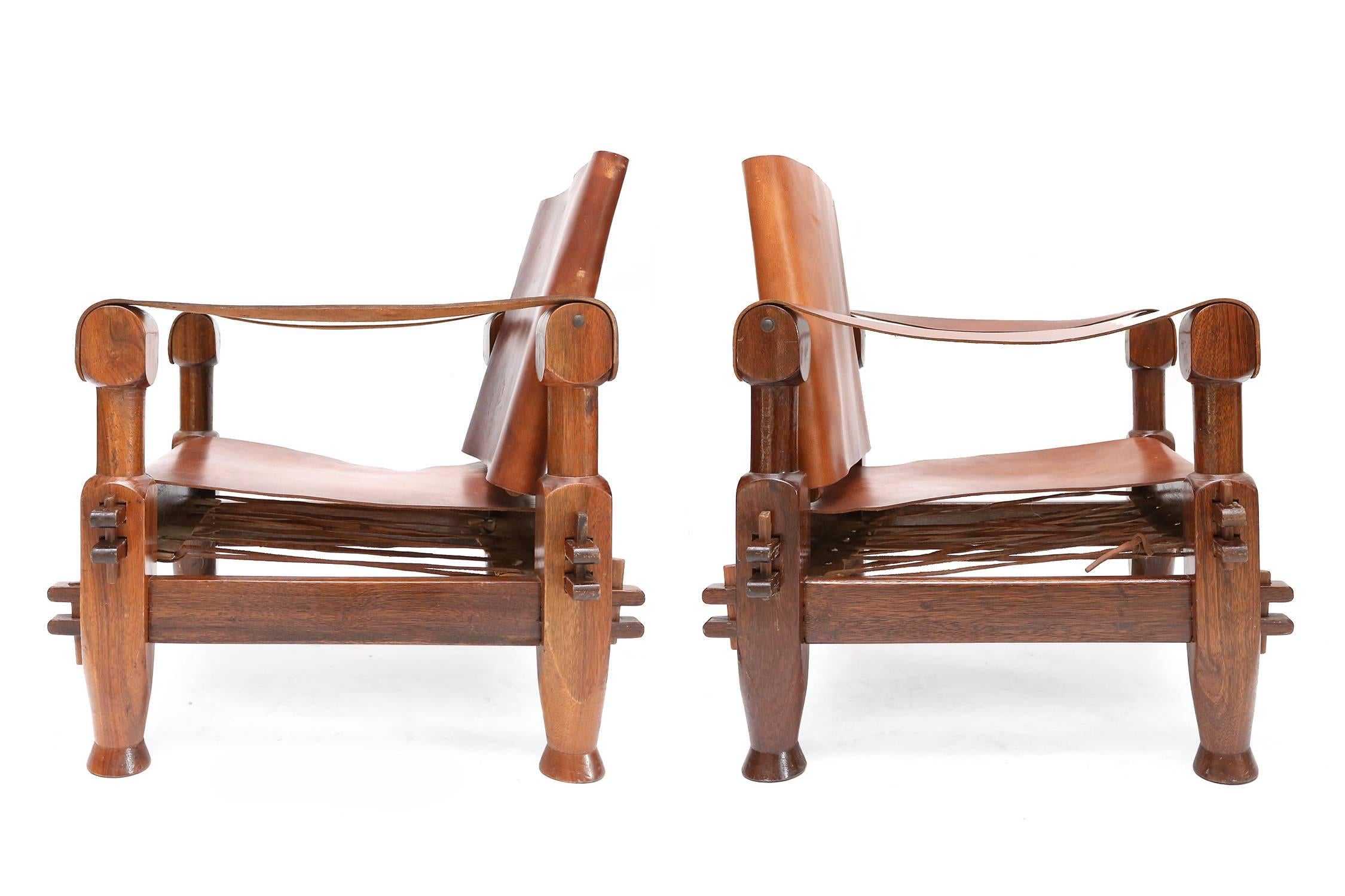 Mid-20th Century Pair of Brutalist Safari Chairs