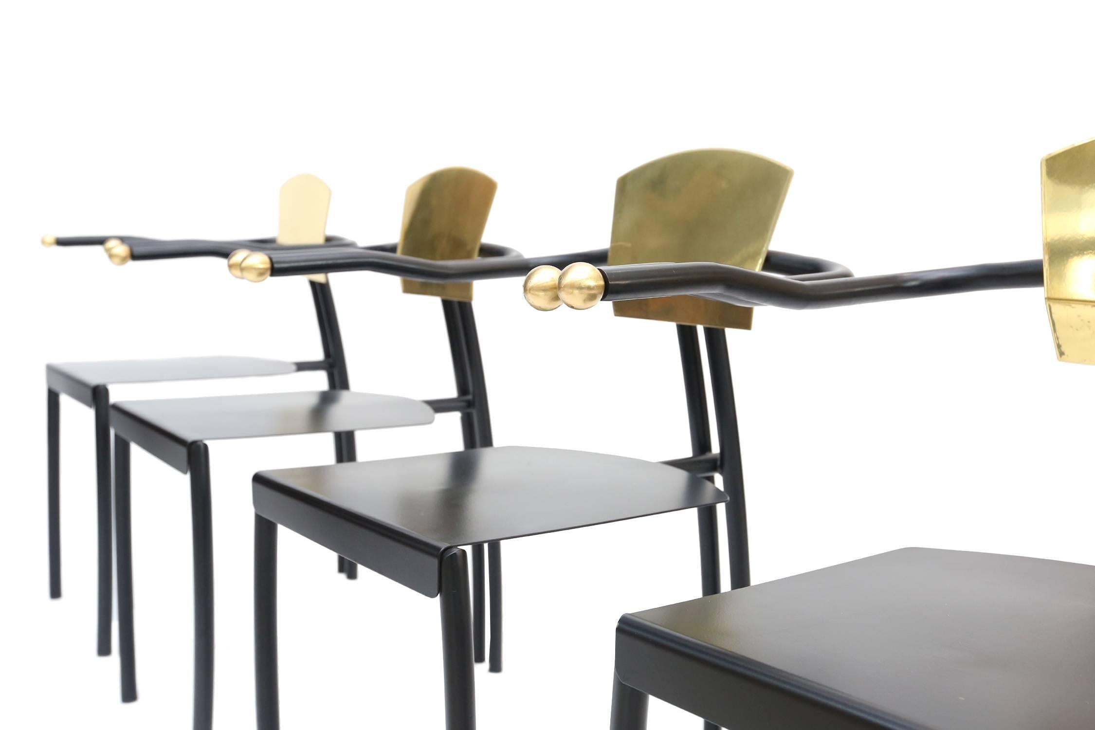 Metal Black and Brass Memphis Chairs