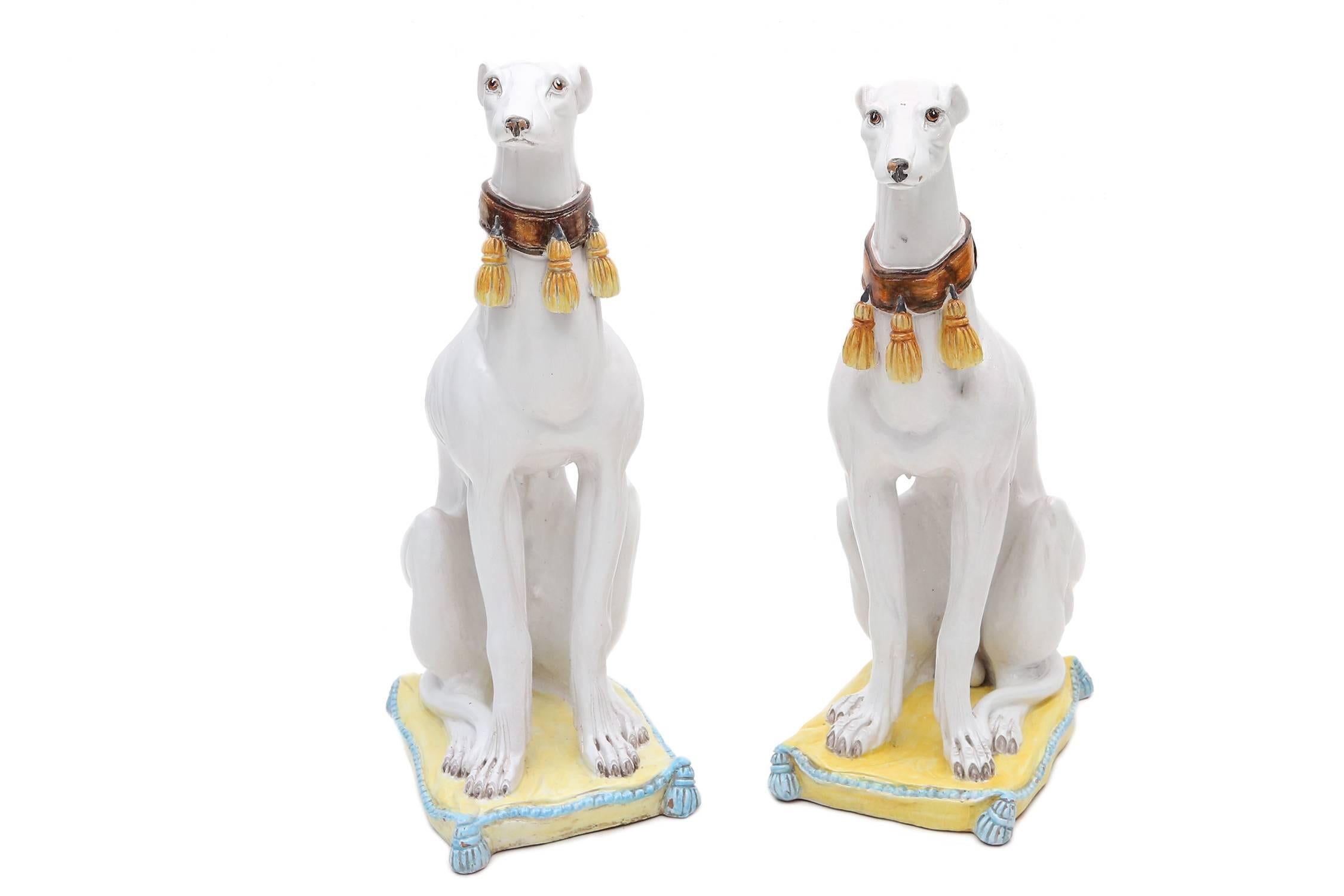 Hollywood Regency Ceramic Greyhound Dog Sculptures