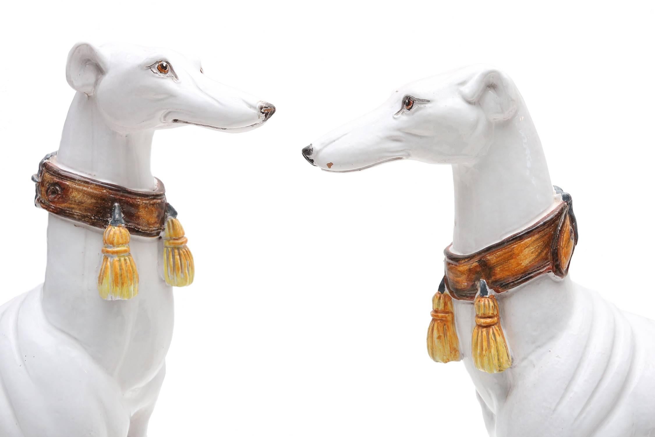 Italian Ceramic Greyhound Dog Sculptures