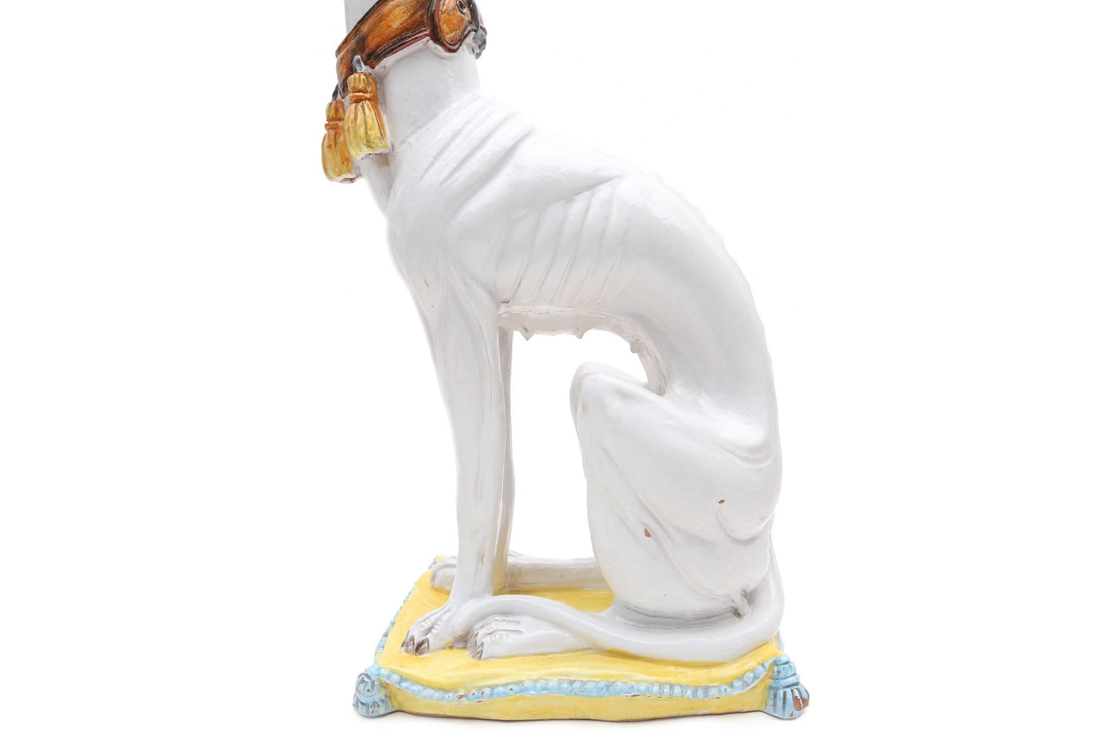 Late 20th Century Ceramic Greyhound Dog Sculptures