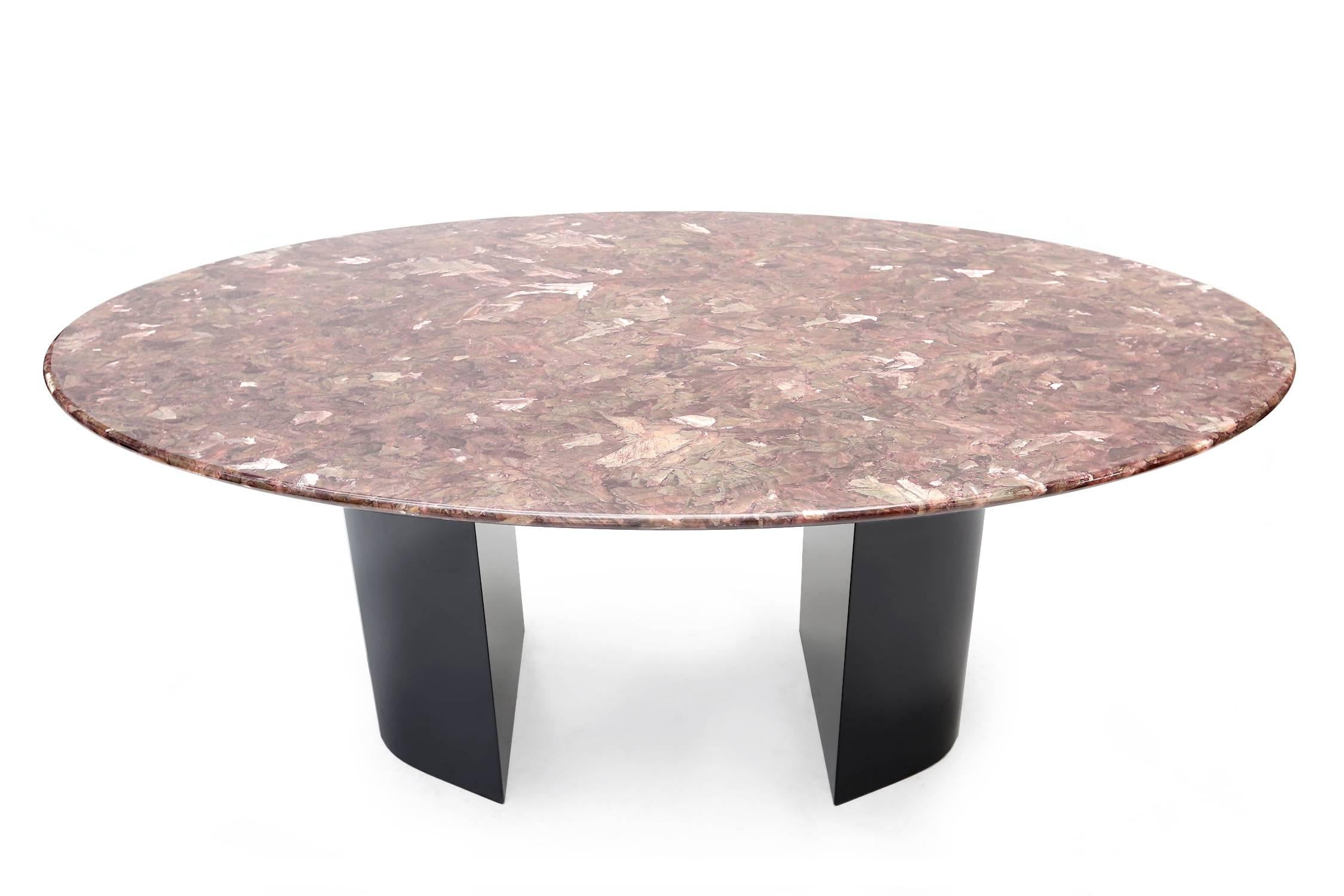 Mid-Century Modern Lava Marble Oval Dining Table