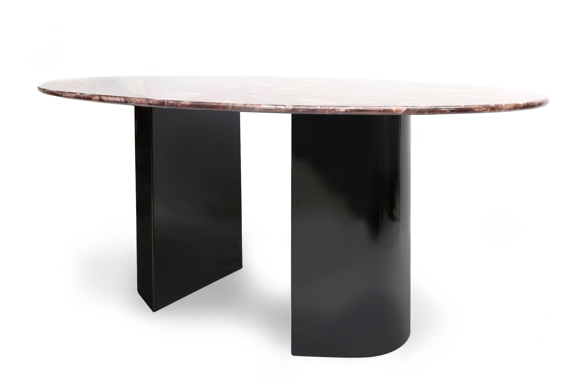European Lava Marble Oval Dining Table