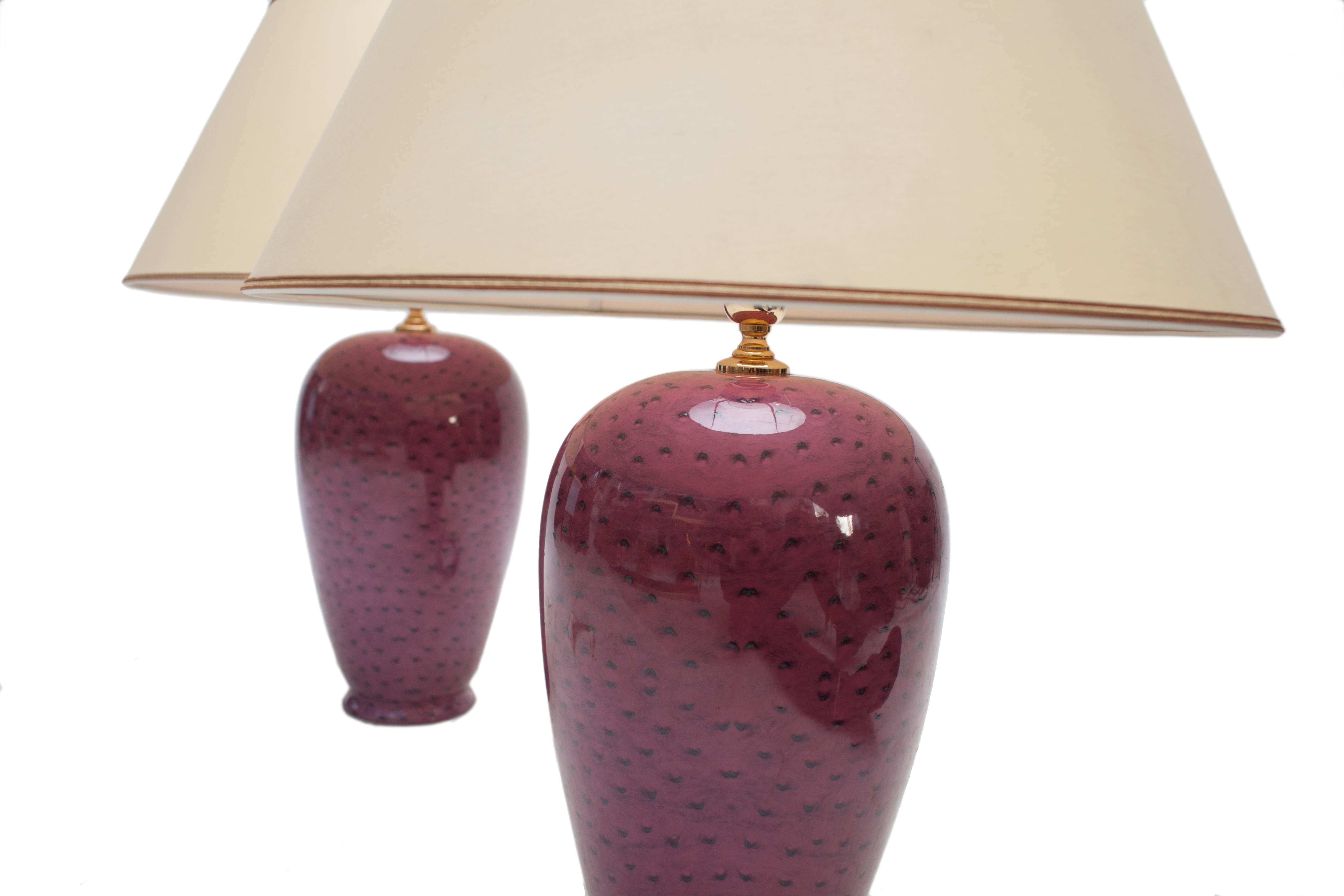 Mid-Century Modern Purple Ostrich Table Lamps