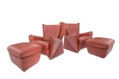 Alessandro Mendini Lounge Chairs with Ottomans