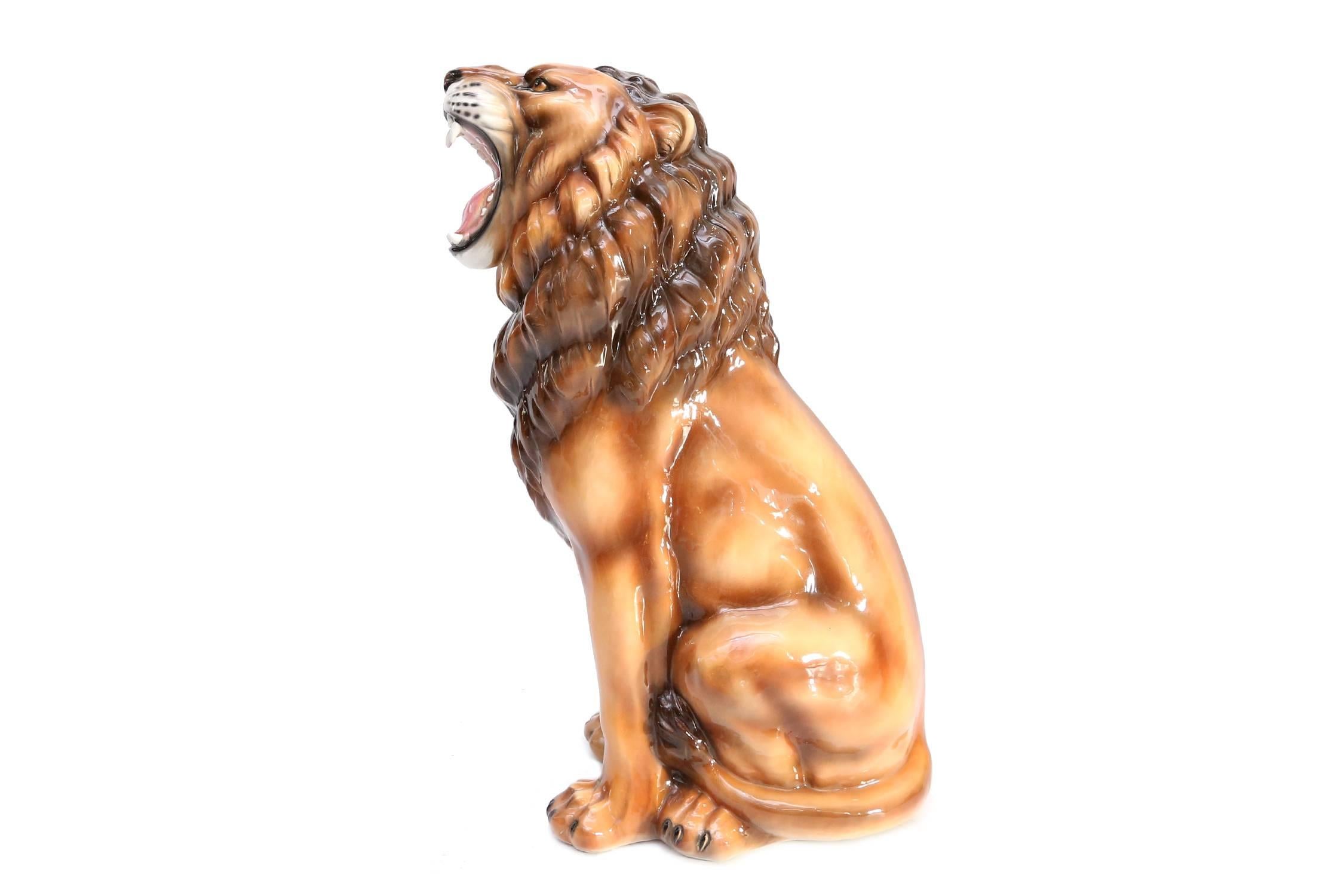 ceramic lion statue