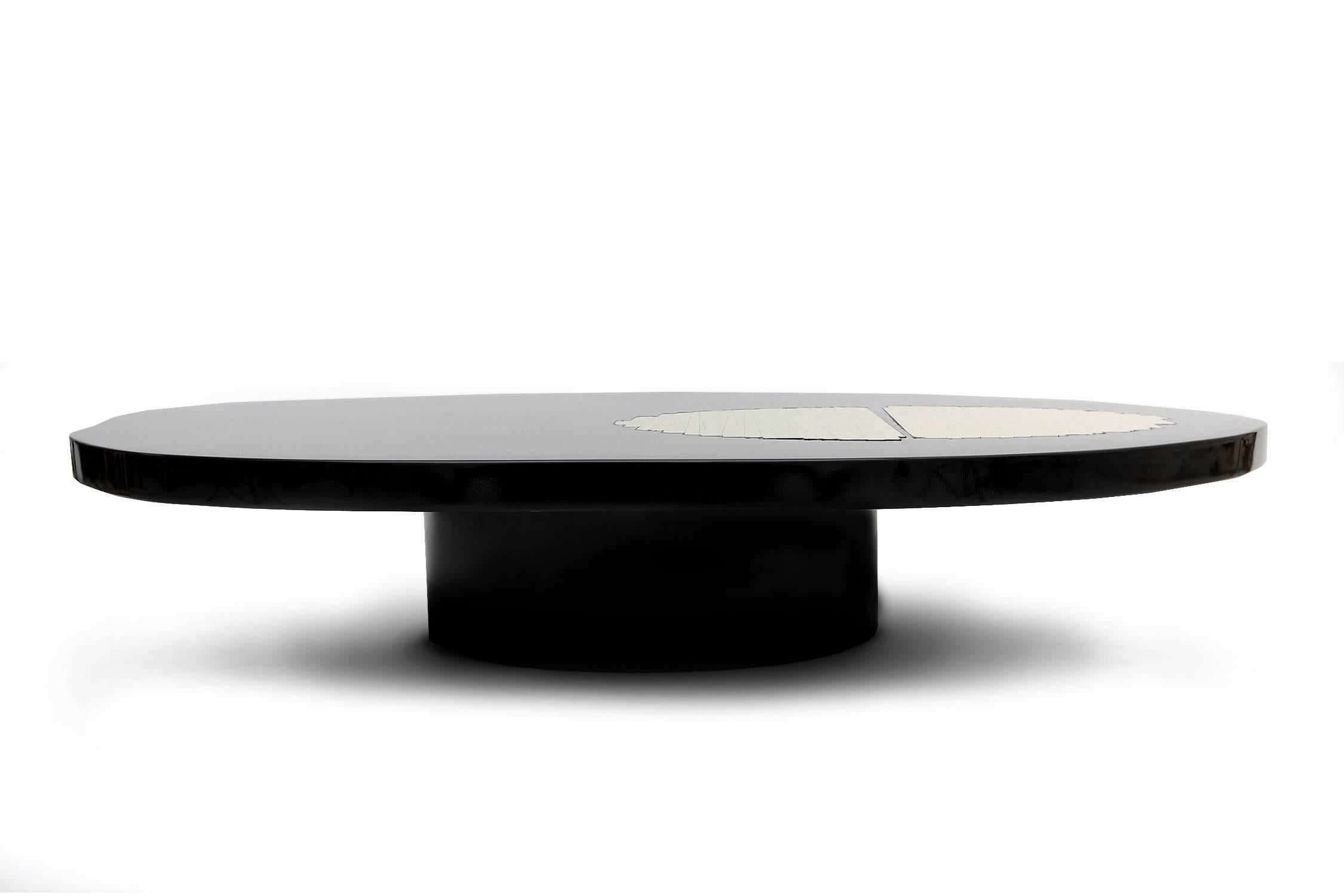 Post-Modern Black Lacquered and Brass High-End Coffee Table