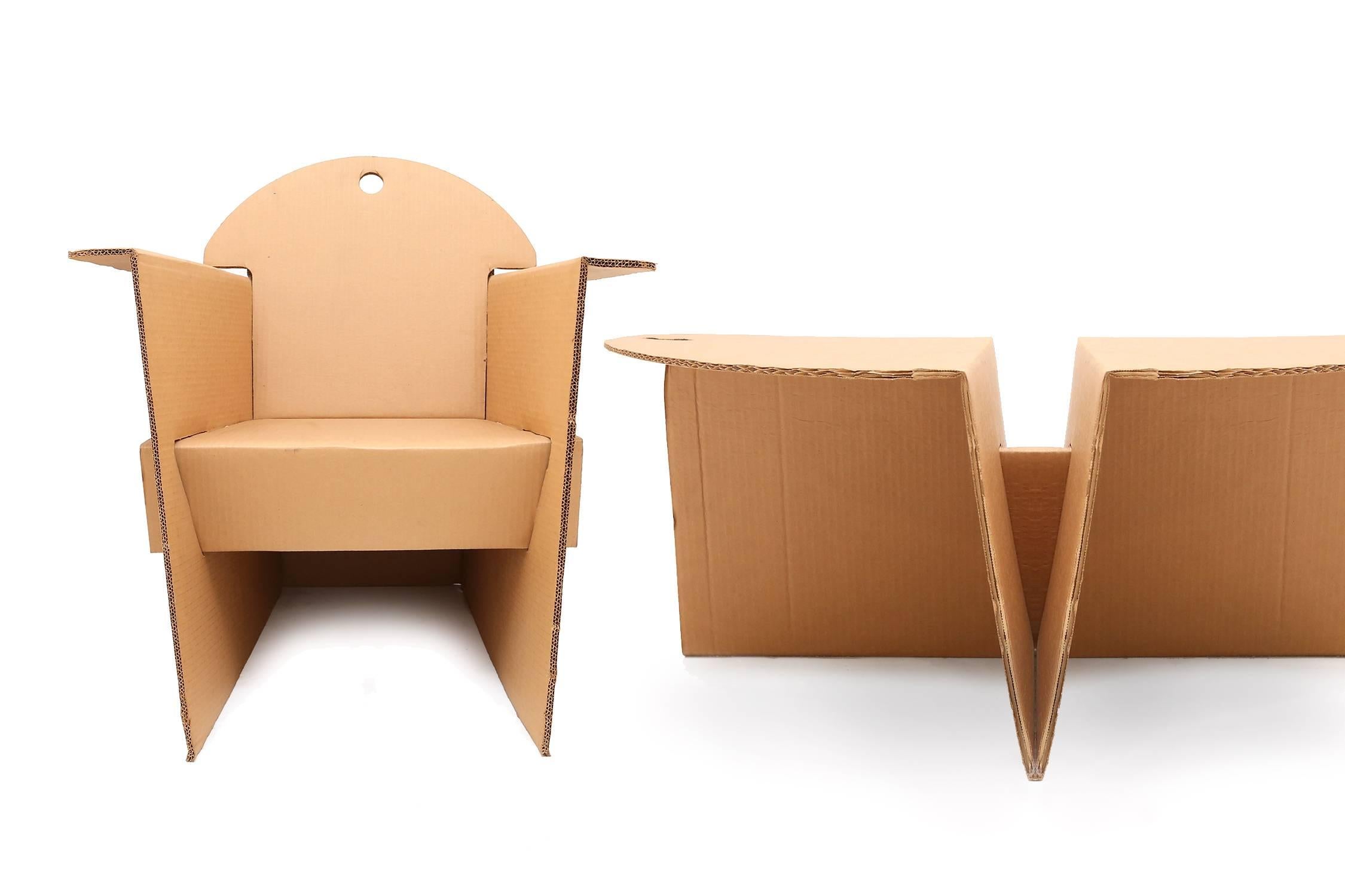 Post-modern Arte Povere Olivier Leblois Cardboard Armchairs   In Good Condition In Antwerp, BE