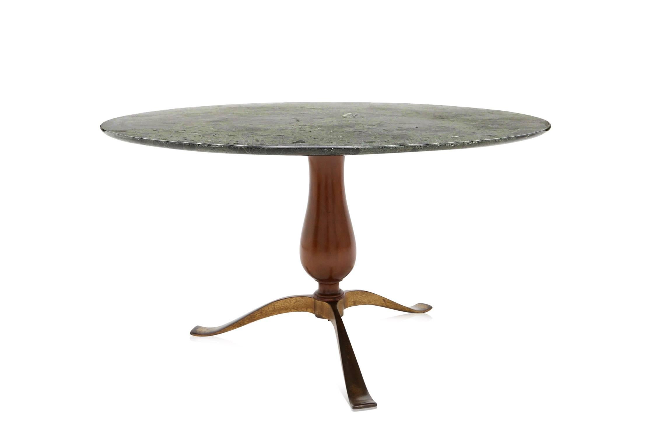 Gilt Osvaldo Borsani style Marble Coffee Table, circa 1950