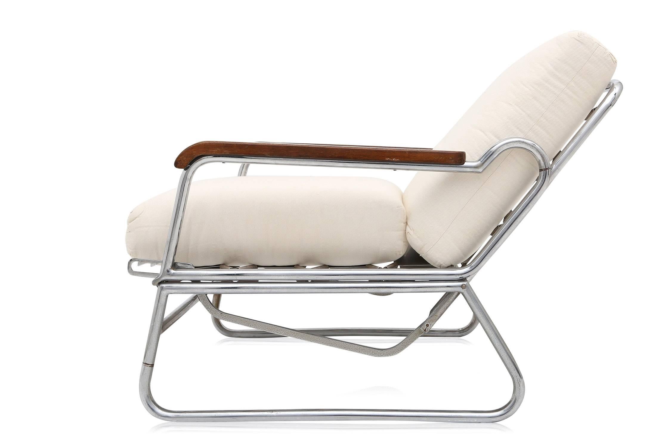 Mid-Century Modern Tubular chromed steel lounge chair (Italienisch)