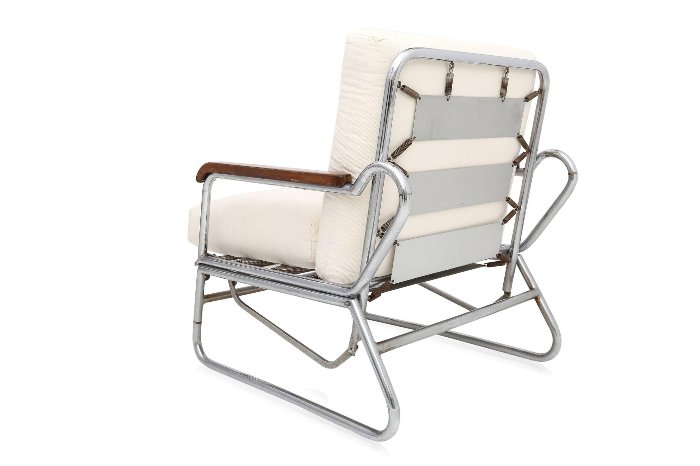 Mid-Century Modern Tubular chromed steel lounge chair (Stahl)