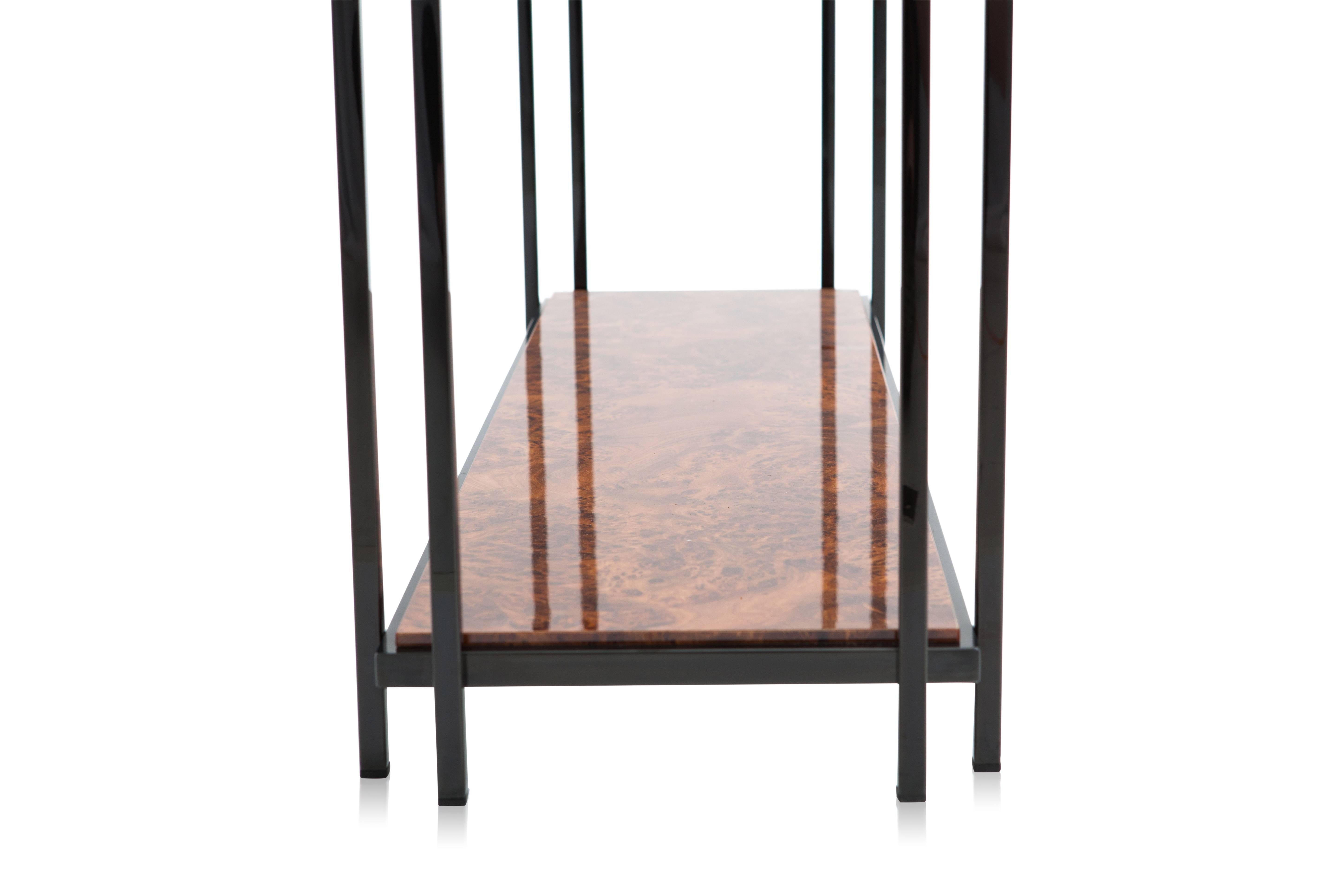Late 20th Century Maison Jansen black metal two tier Console Table
