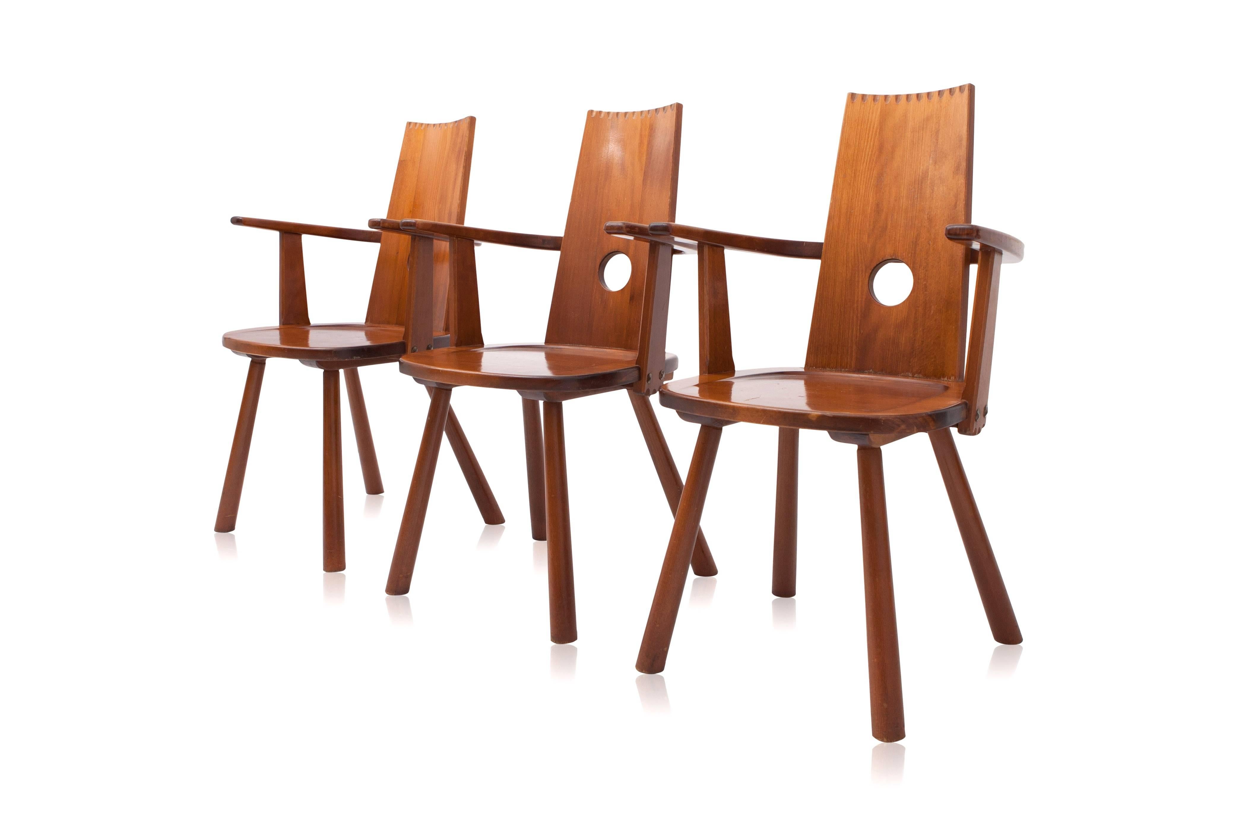 French Mid-Century Modern Dining Chairs, set of six In Good Condition In Antwerp, BE