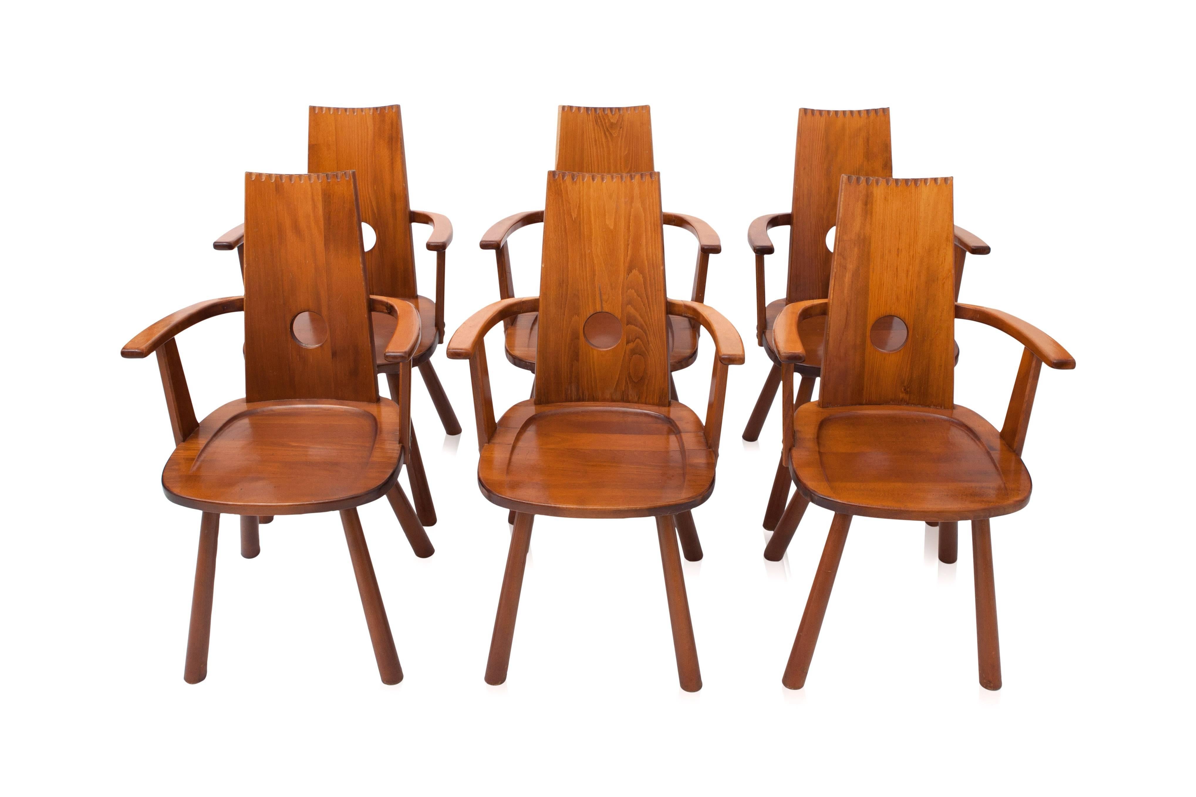 Mid-20th Century French Mid-Century Modern Dining Chairs, set of six