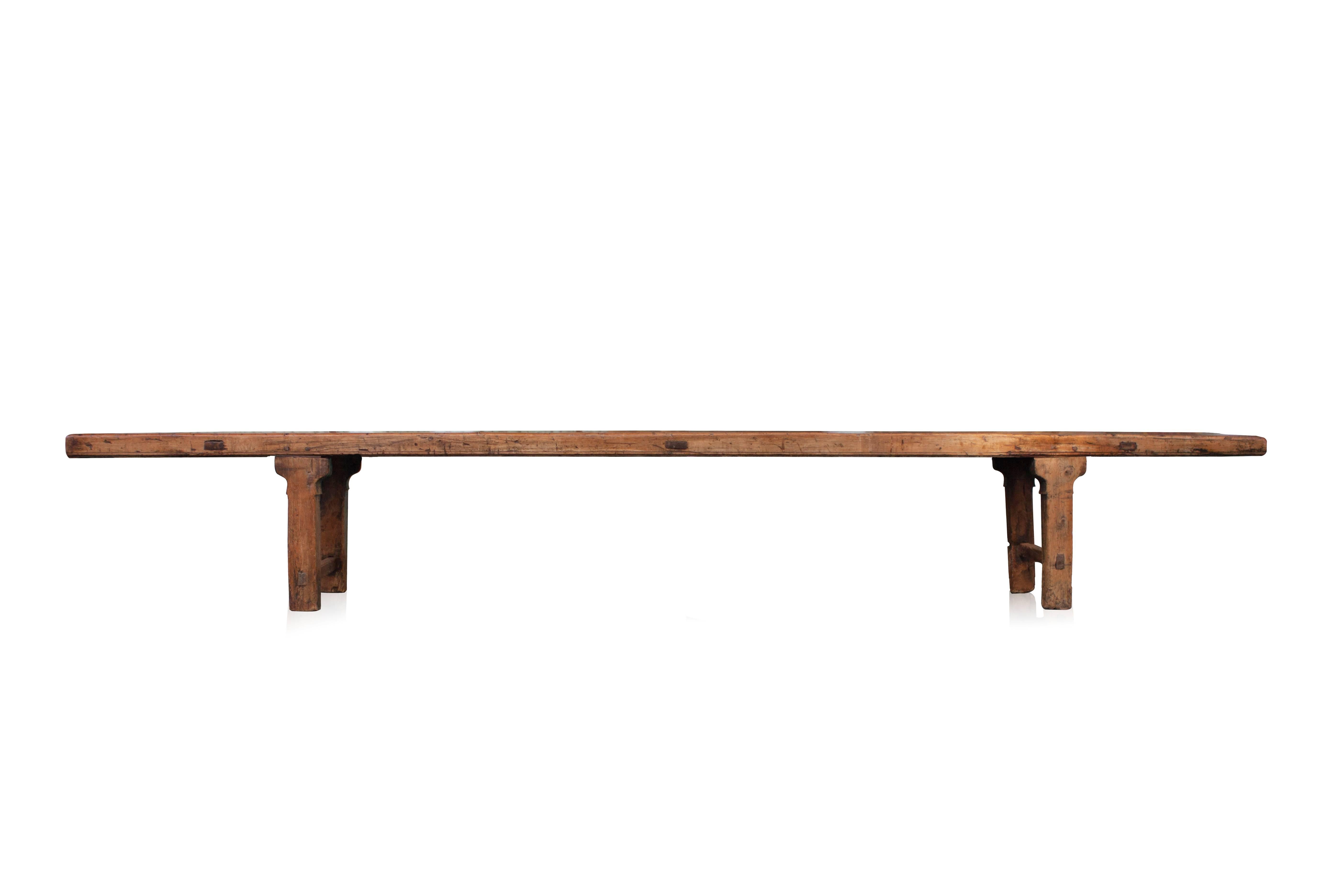 Huge Oak Primitive dining table.
Campaign Minimalist farm table.
This 5.5 m long table accomodates up to 18 people.
Stunning piece, 17th century Andorra, Spain.
Previously owned by Axel Vervoordt.
L 550 cm H 78 cm D 60 cm.