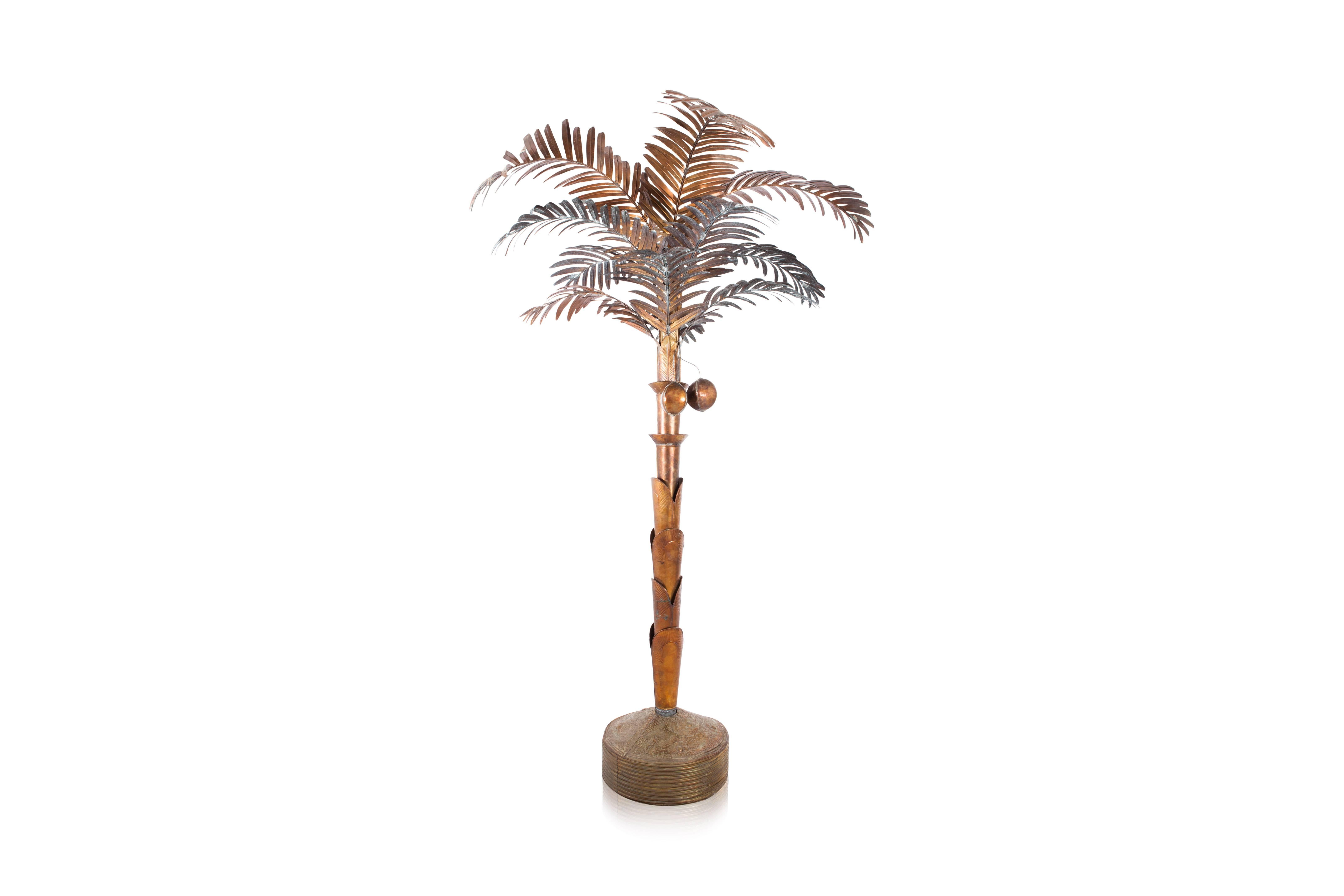 Hollywood Regency Brass Palm Tree Floor Lamp