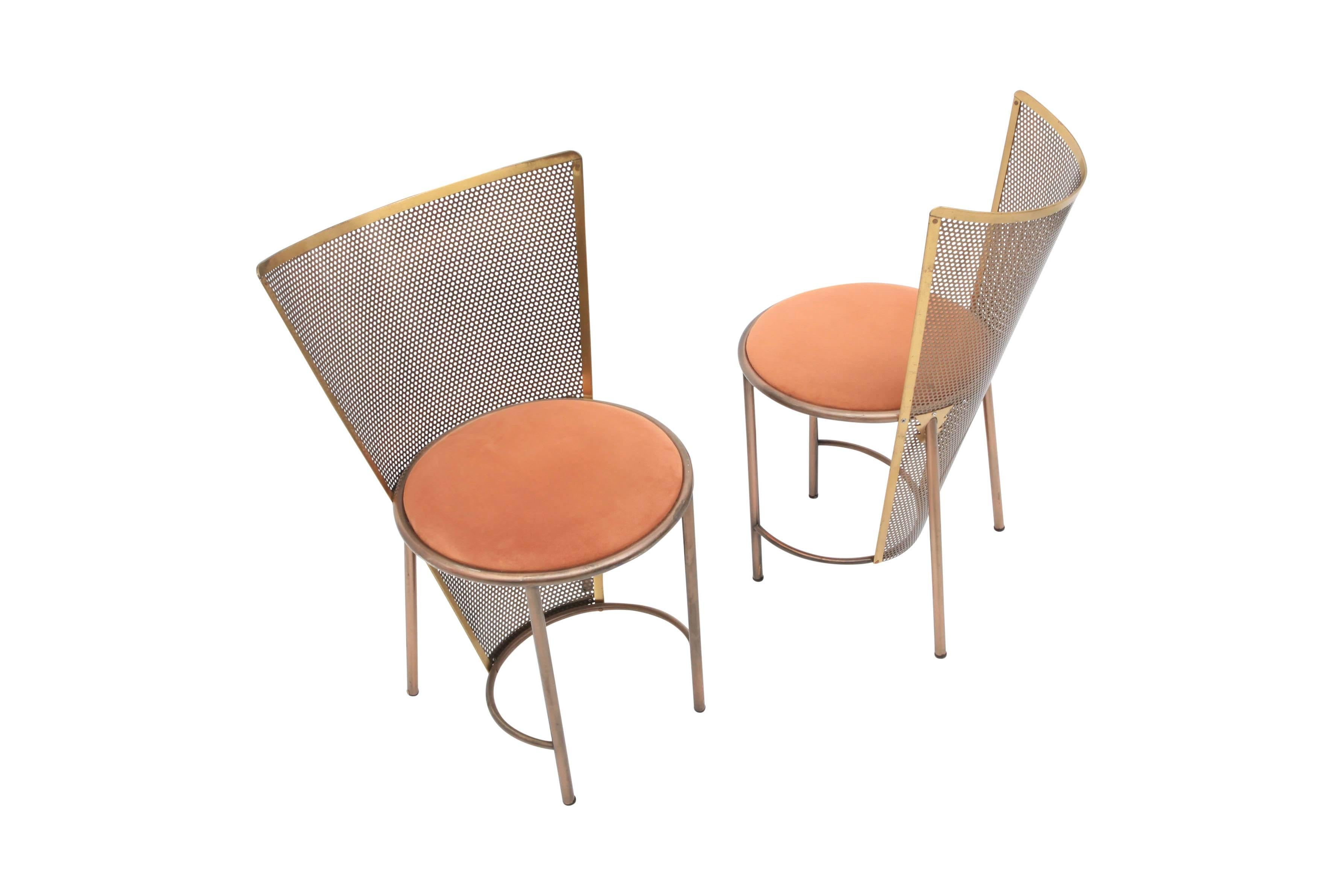 Belgian Post-modern Frans Van Praet Limited Edition Expo '92 Brass Chairs