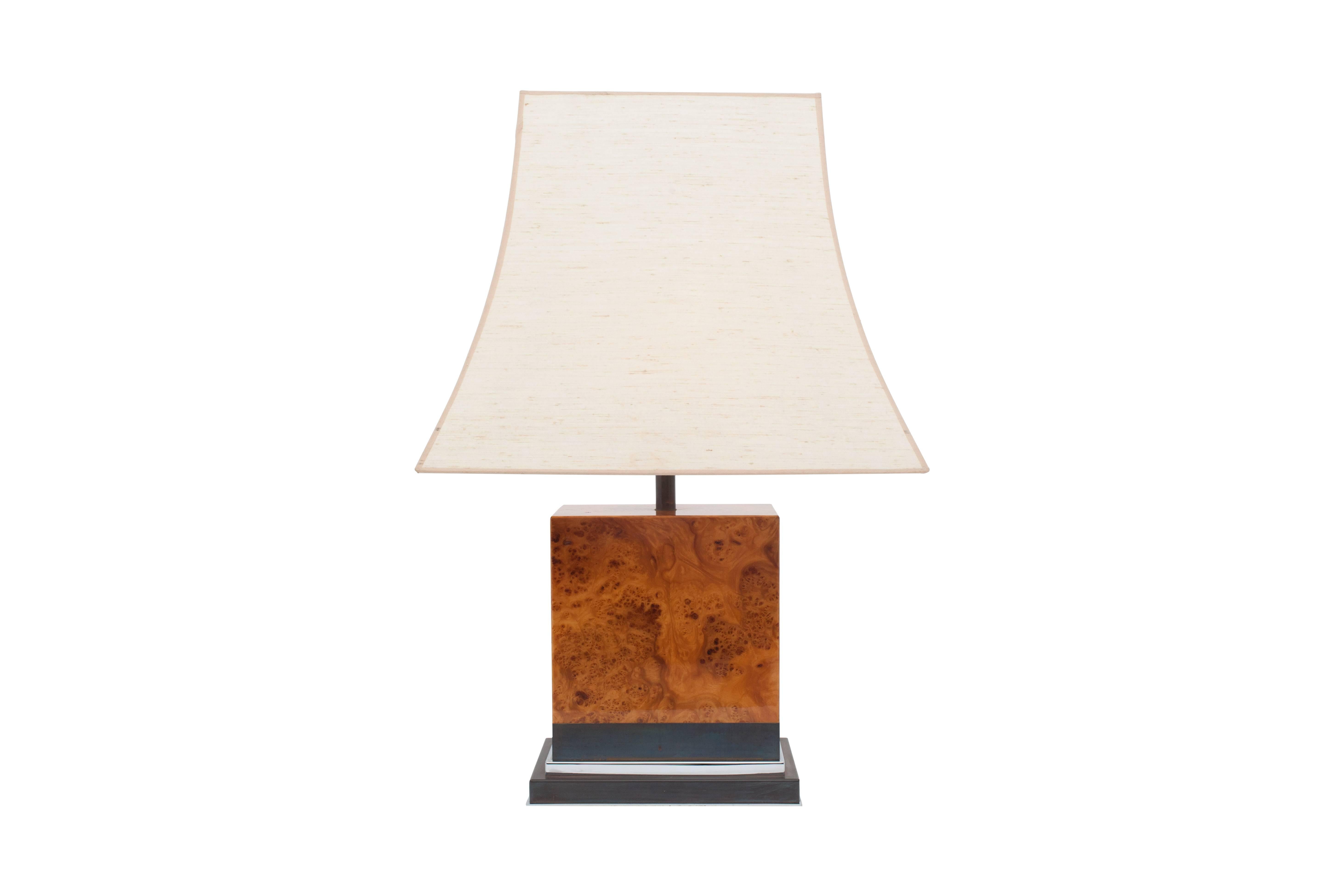 hollywood regency Jean Claude Mahey Pair of Burl Lamps In Excellent Condition In Antwerp, BE