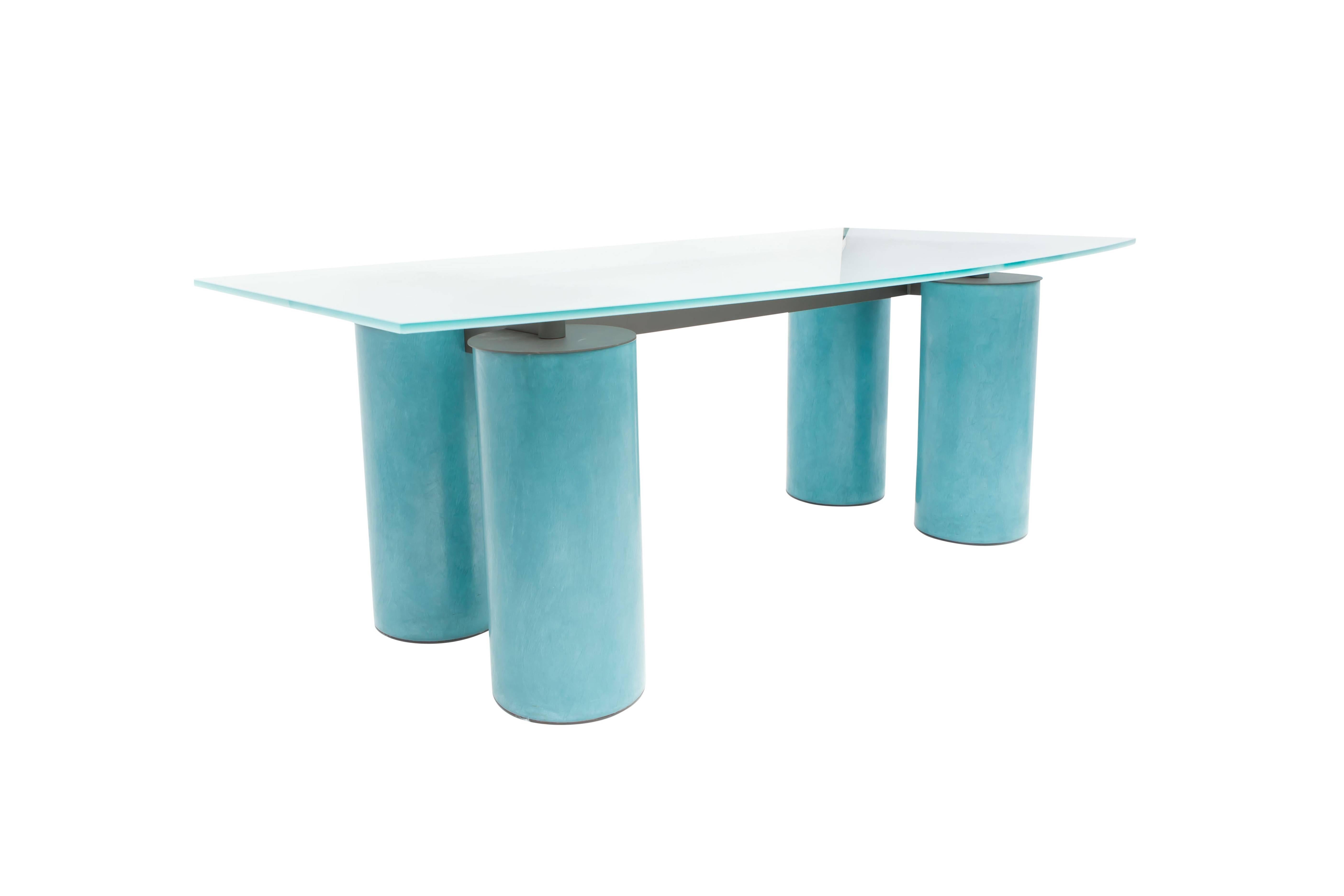 Acerbis turquoise Crystal Serenissimo Table Desk In Good Condition In Antwerp, BE