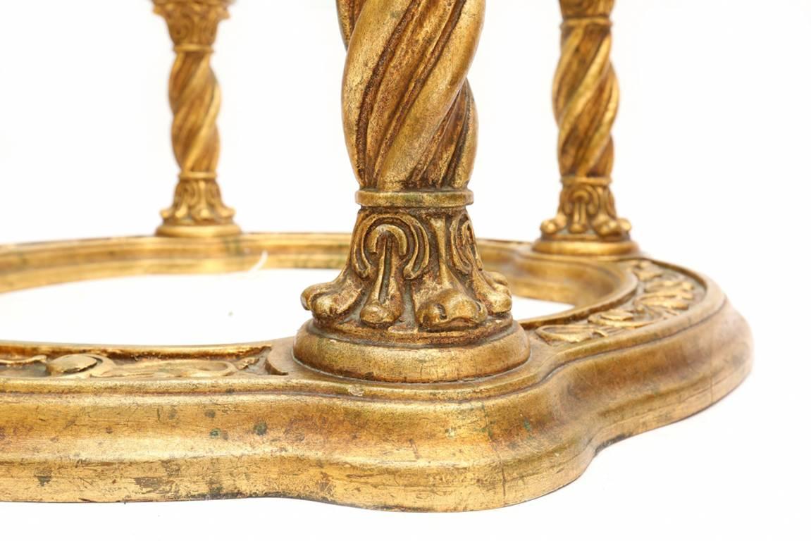 Brass Hollywood regency 1960s Carved Giltwood Coffee Table