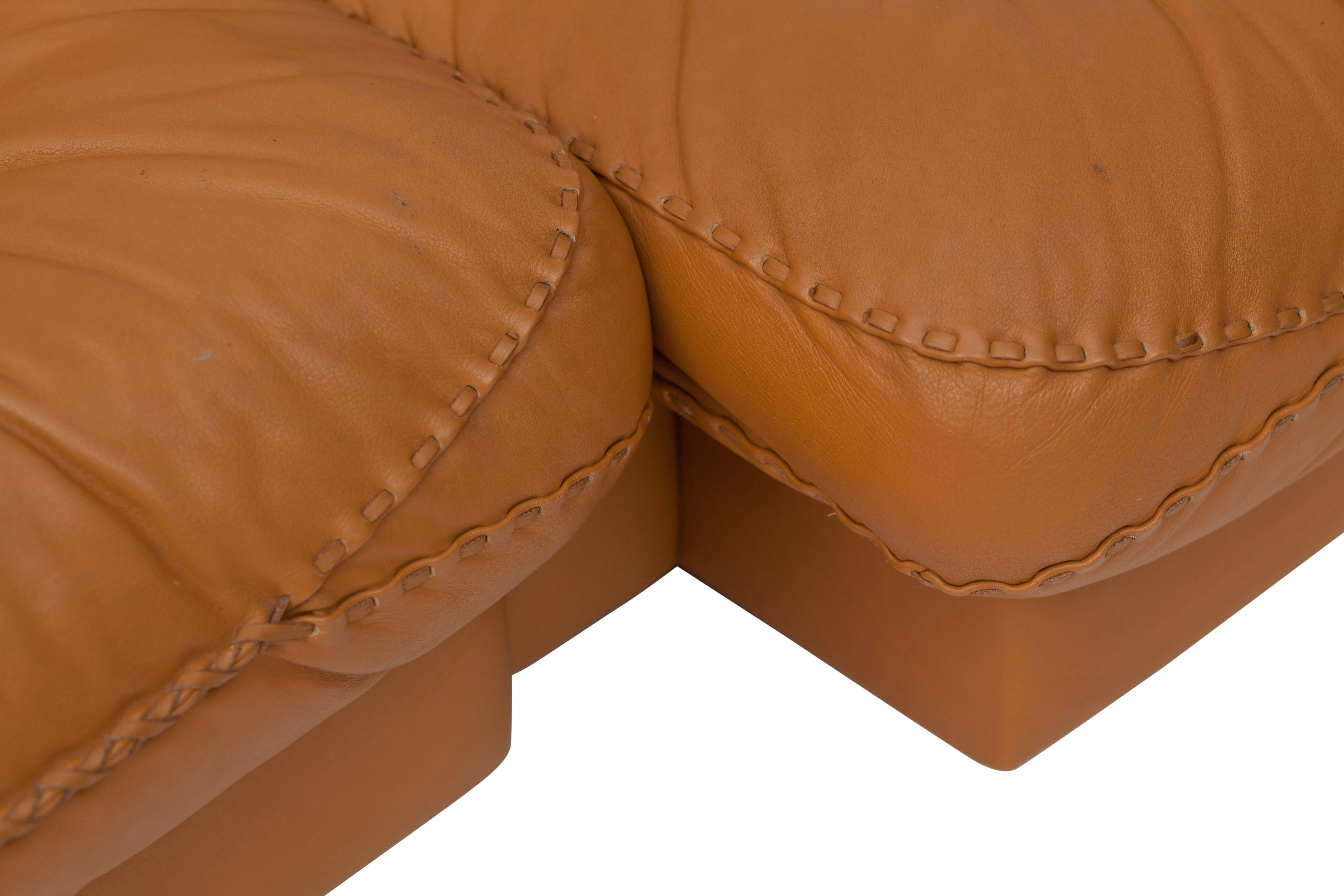 Swiss De Sede Brutalist Brown Leather Adjustable Ds 101 Sofa