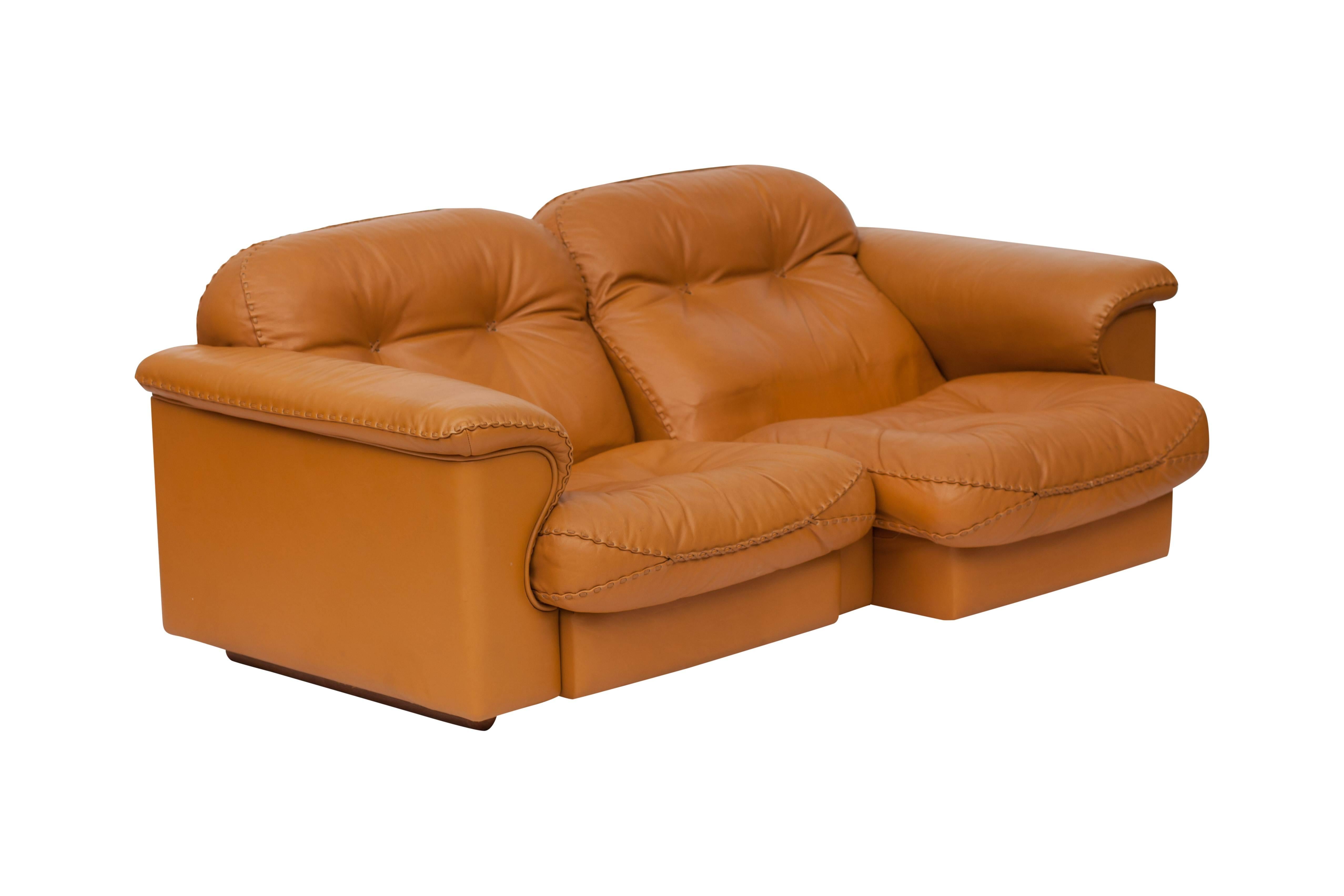 De Sede Brutalist Brown Leather Adjustable Ds 101 Sofa In Good Condition In Antwerp, BE