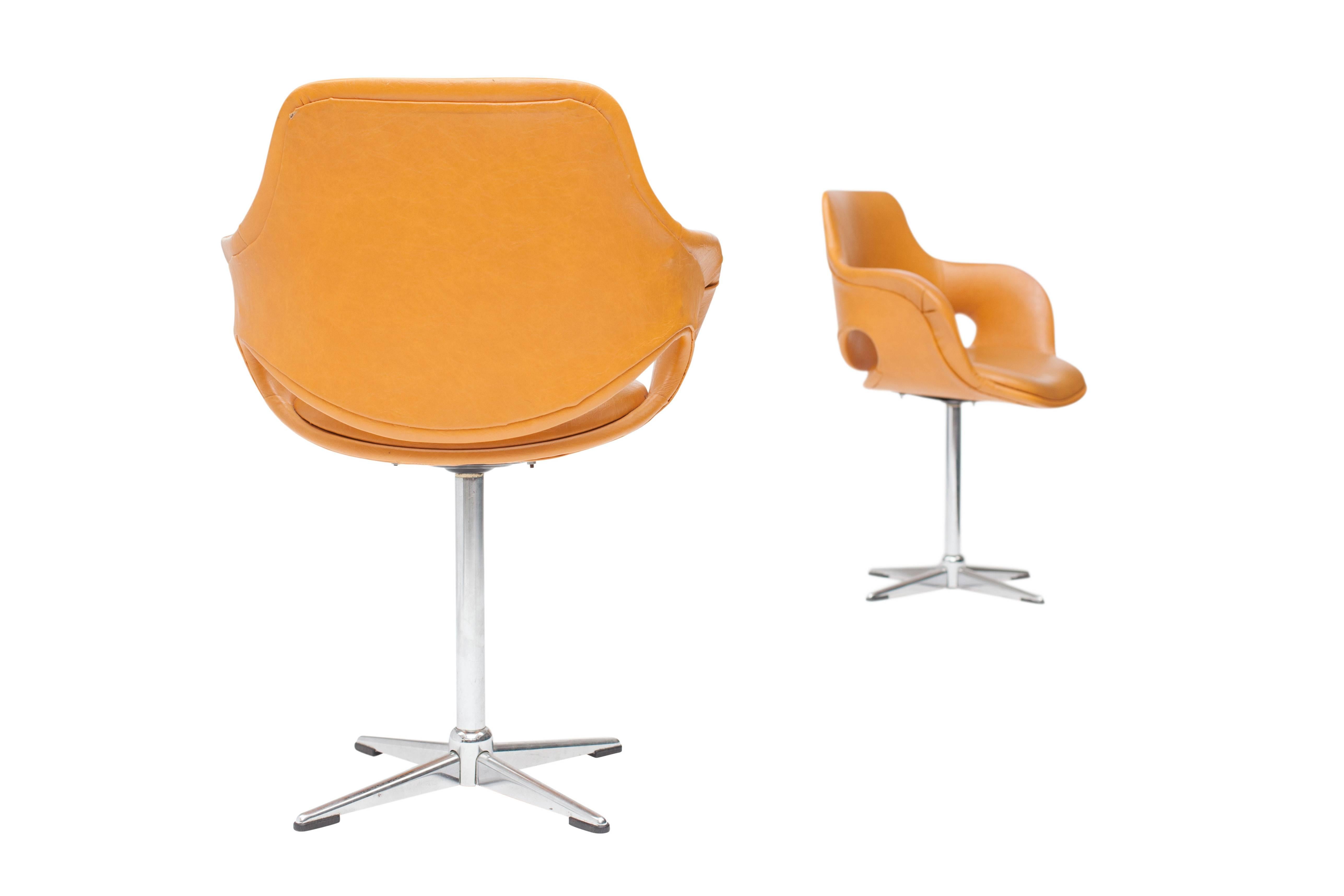 Late 20th Century Boris Tabacoff style Mid-Century modern Swivel Chairs