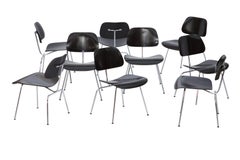 Large Set of Black Eames DMC Dining Chairs, Produced by Vitra
