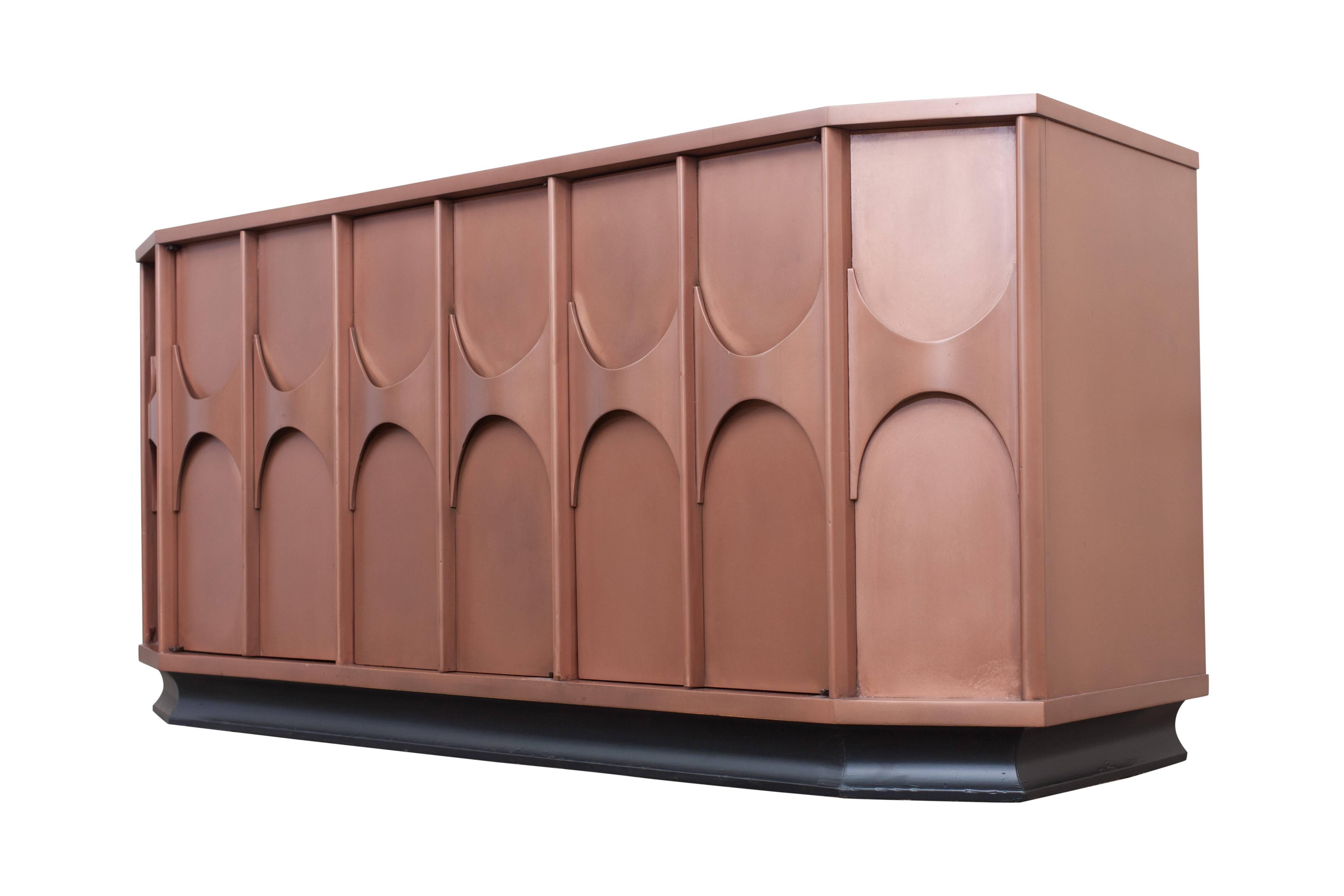 20th Century Copper lacquered Brutalist Sideboard, Belgium, 1960s