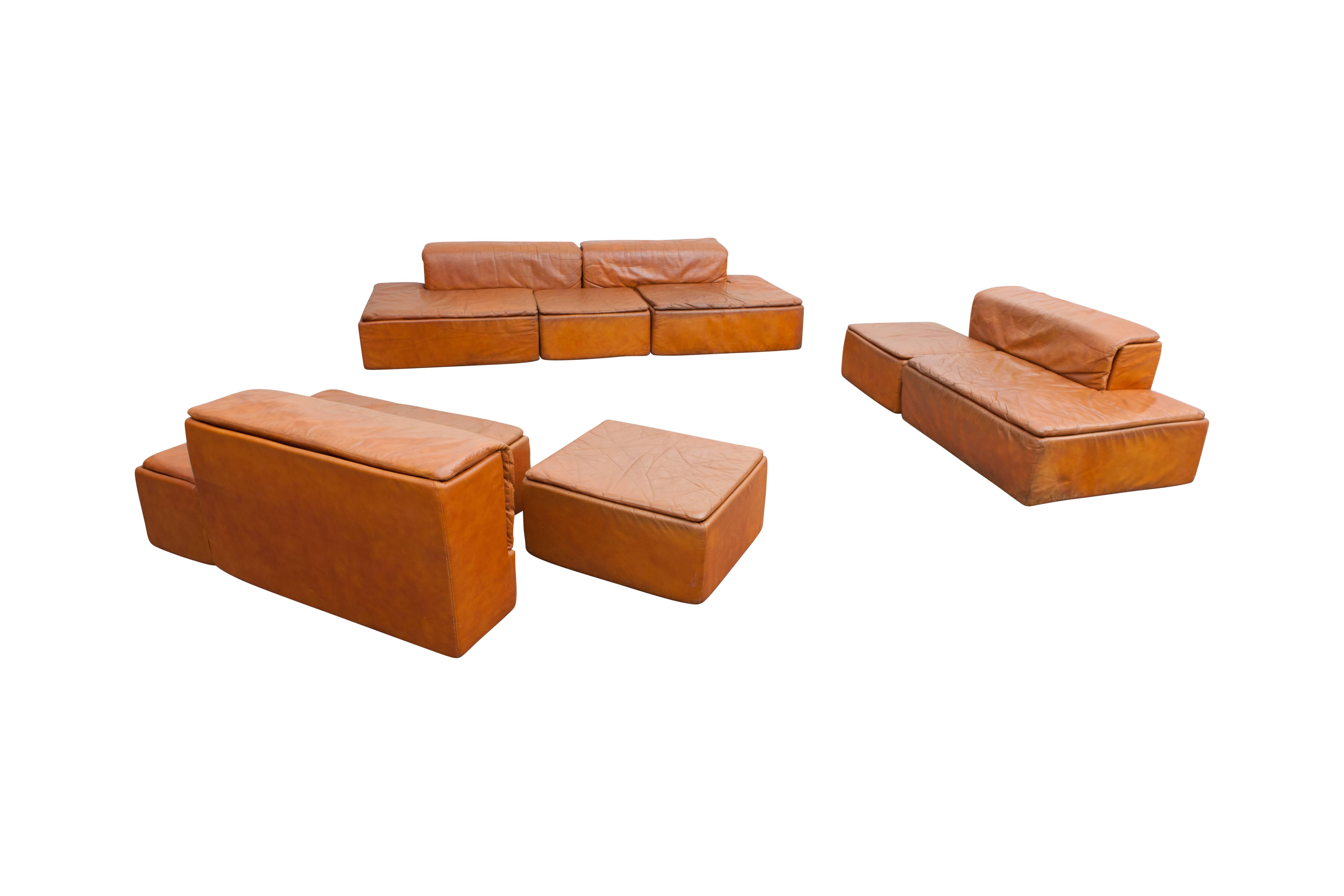 Modular Set of “Paione” Leather Sofa’s by Claudio Salocchi for Sormani 1