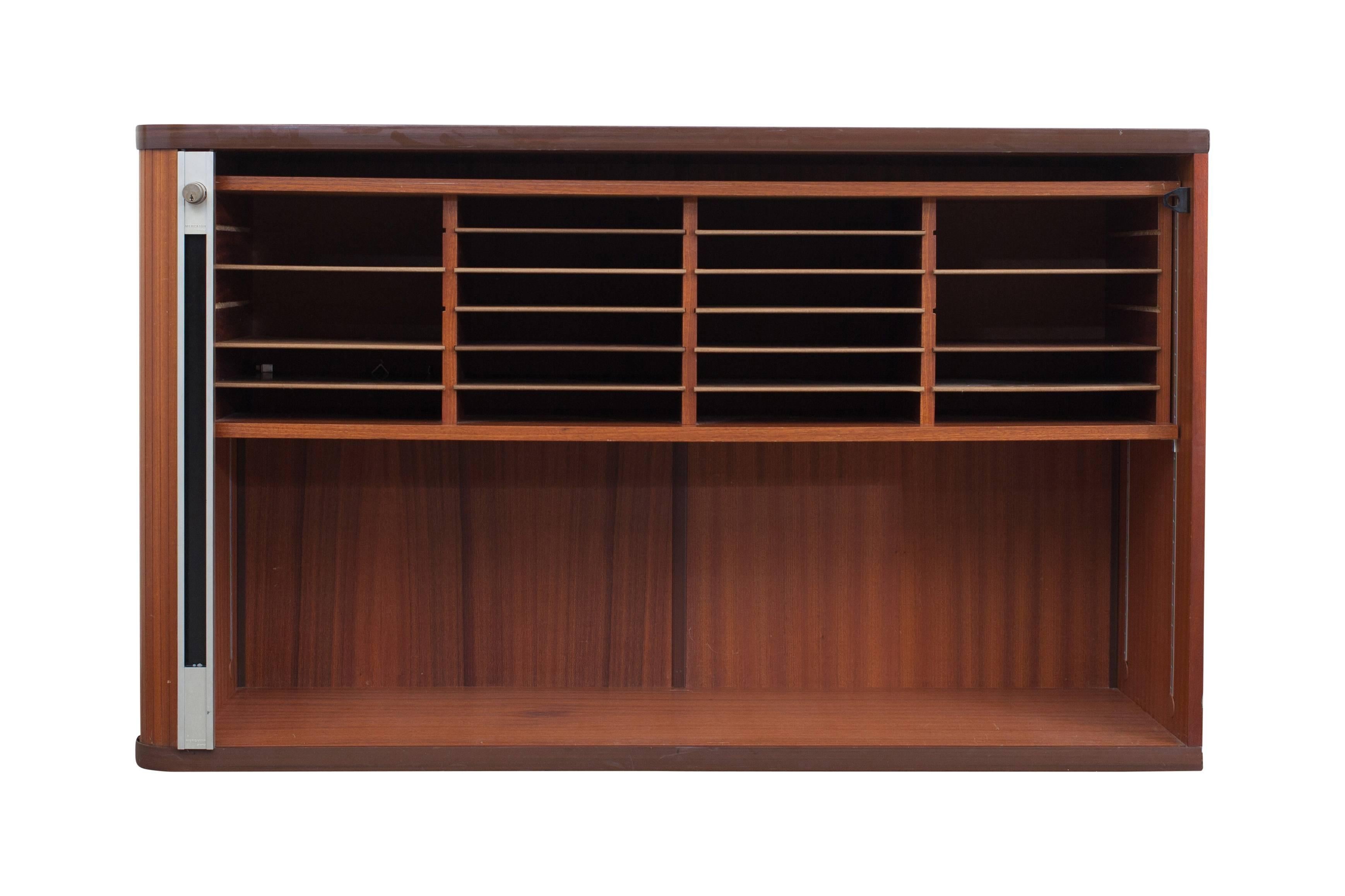 Mid-Century Modern Set of Two Teak Office Cabinets with Tambour Doors In Good Condition In Antwerp, BE