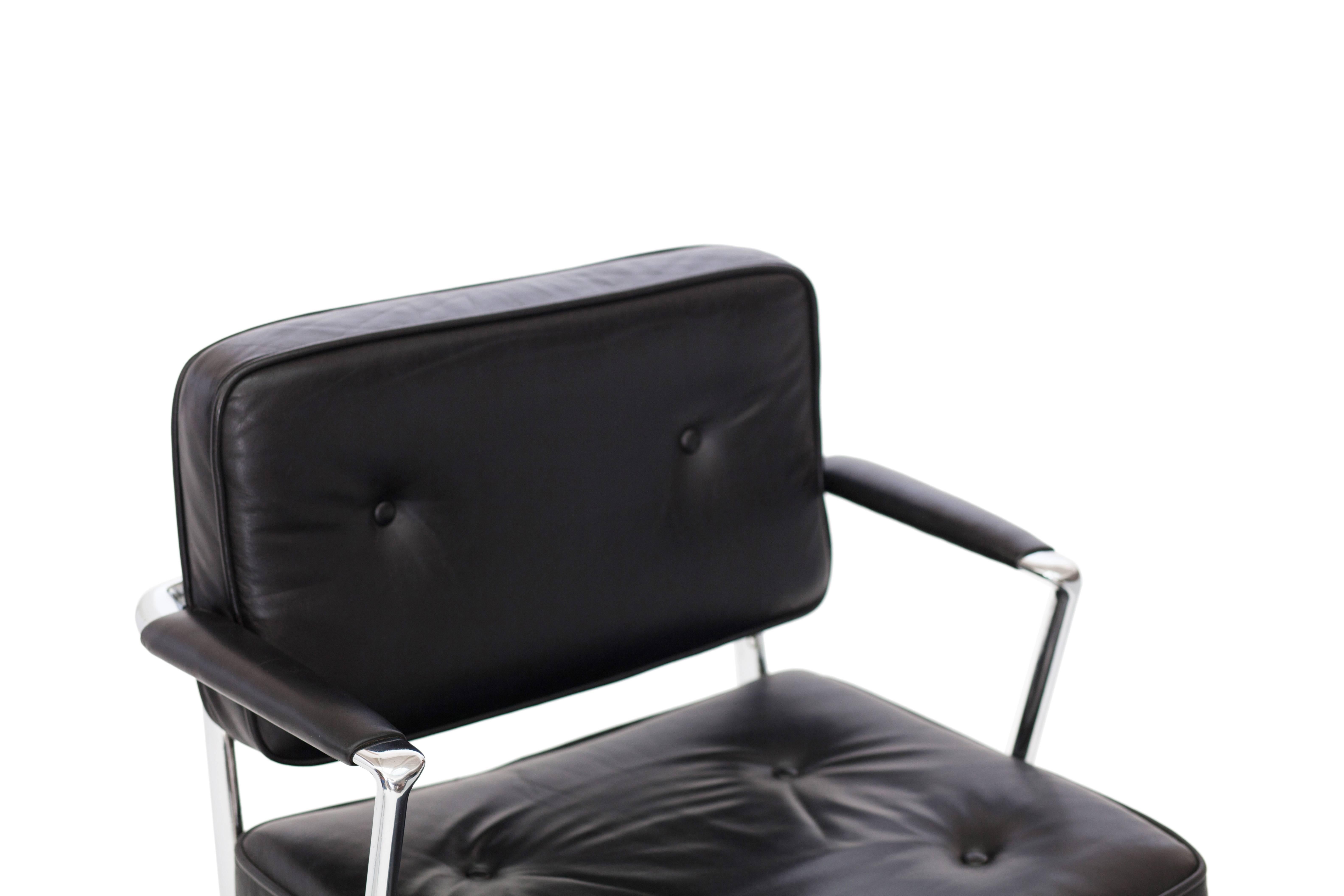 American Eames Intermediate Desk Chair in Black Leather, 1968