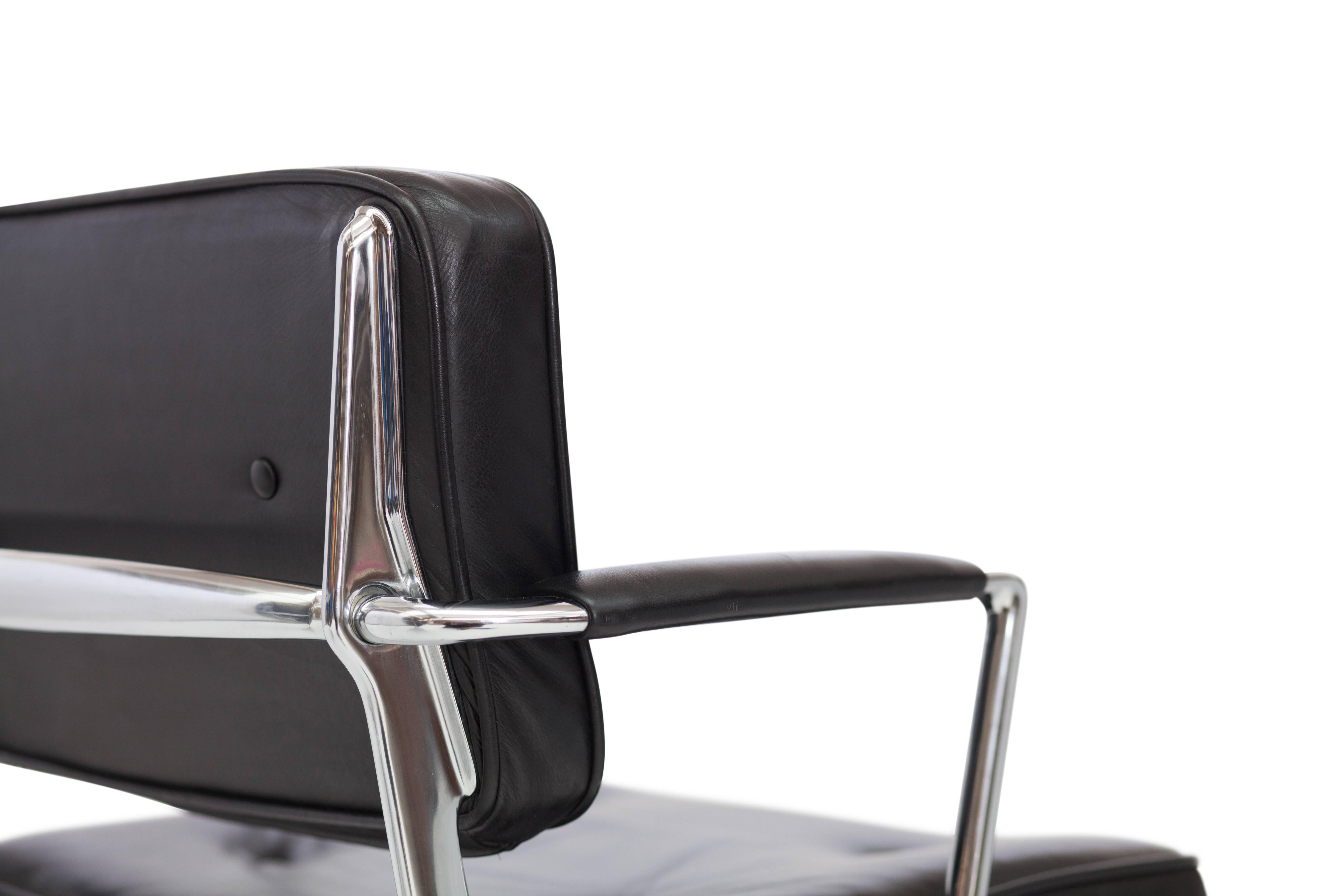 Late 20th Century Eames Intermediate Desk Chair in Black Leather, 1968