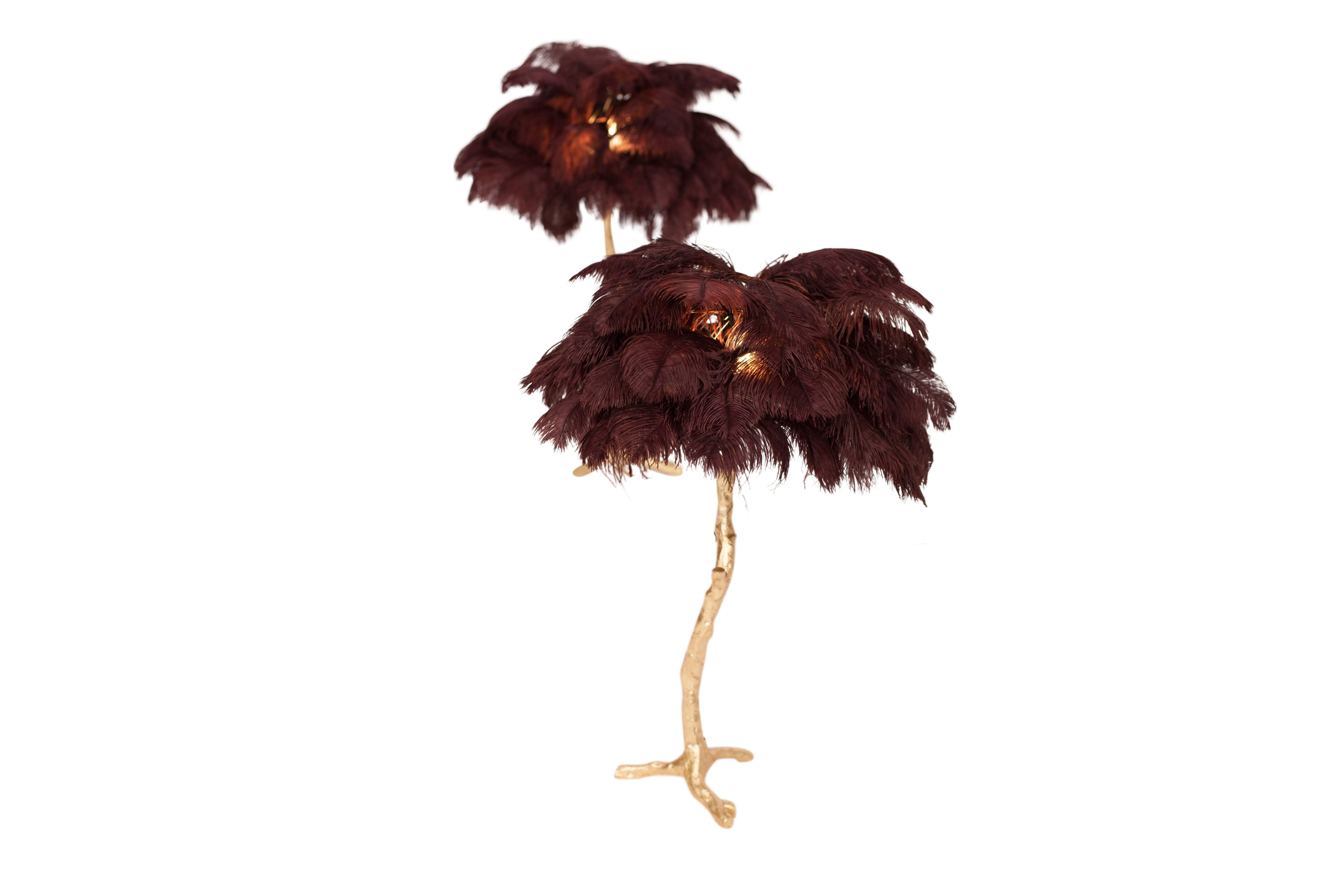 Feathers Golden Feathered Tree Lamp Aubergine