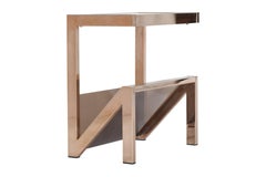 Brass Side Table with Magazine Rack