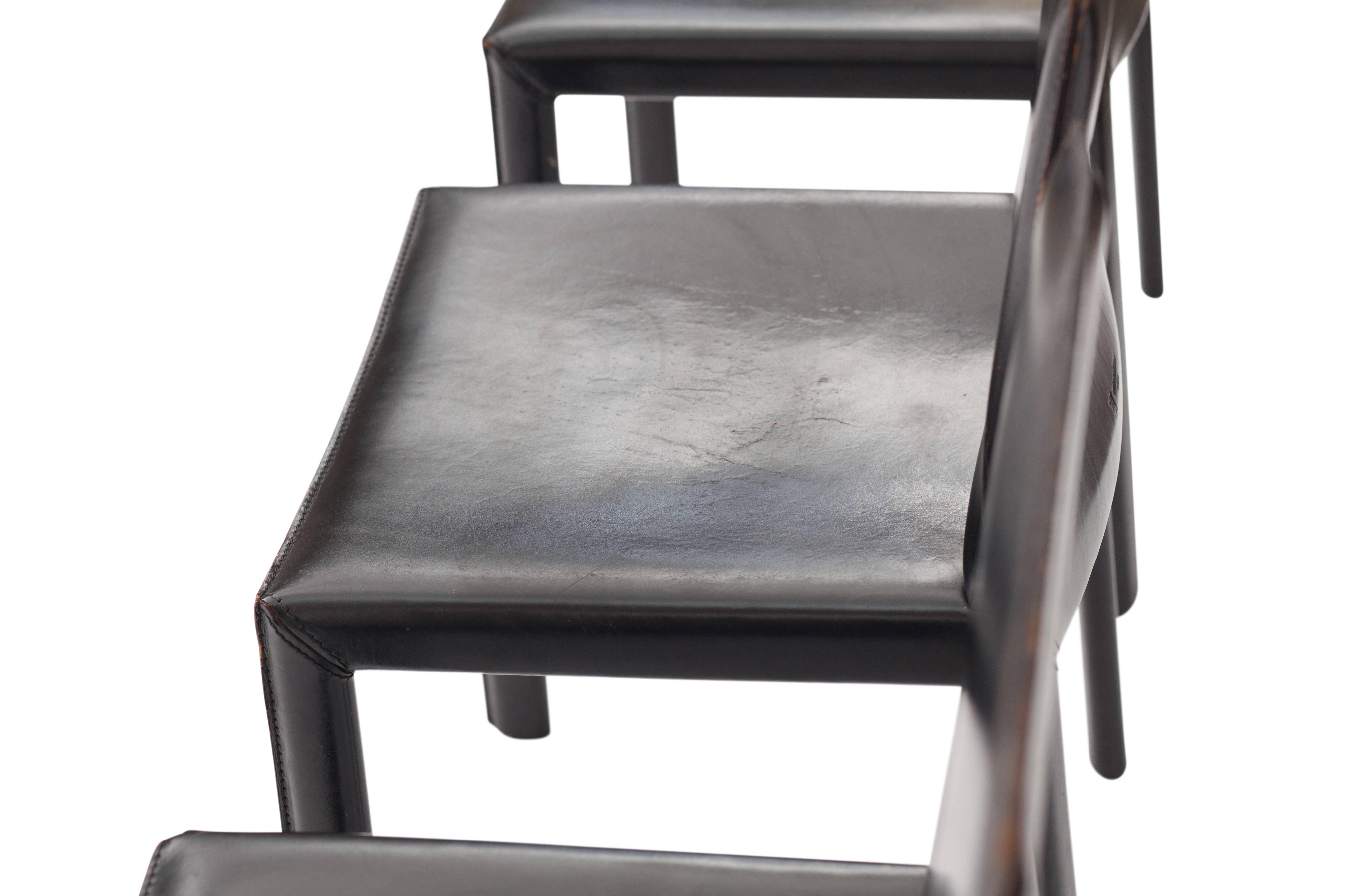 Italian Black Leather 'Pasqualina' vintage dining chairs 