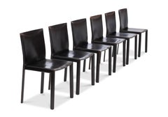 Black Leather 'Pasqualina' vintage dining chairs