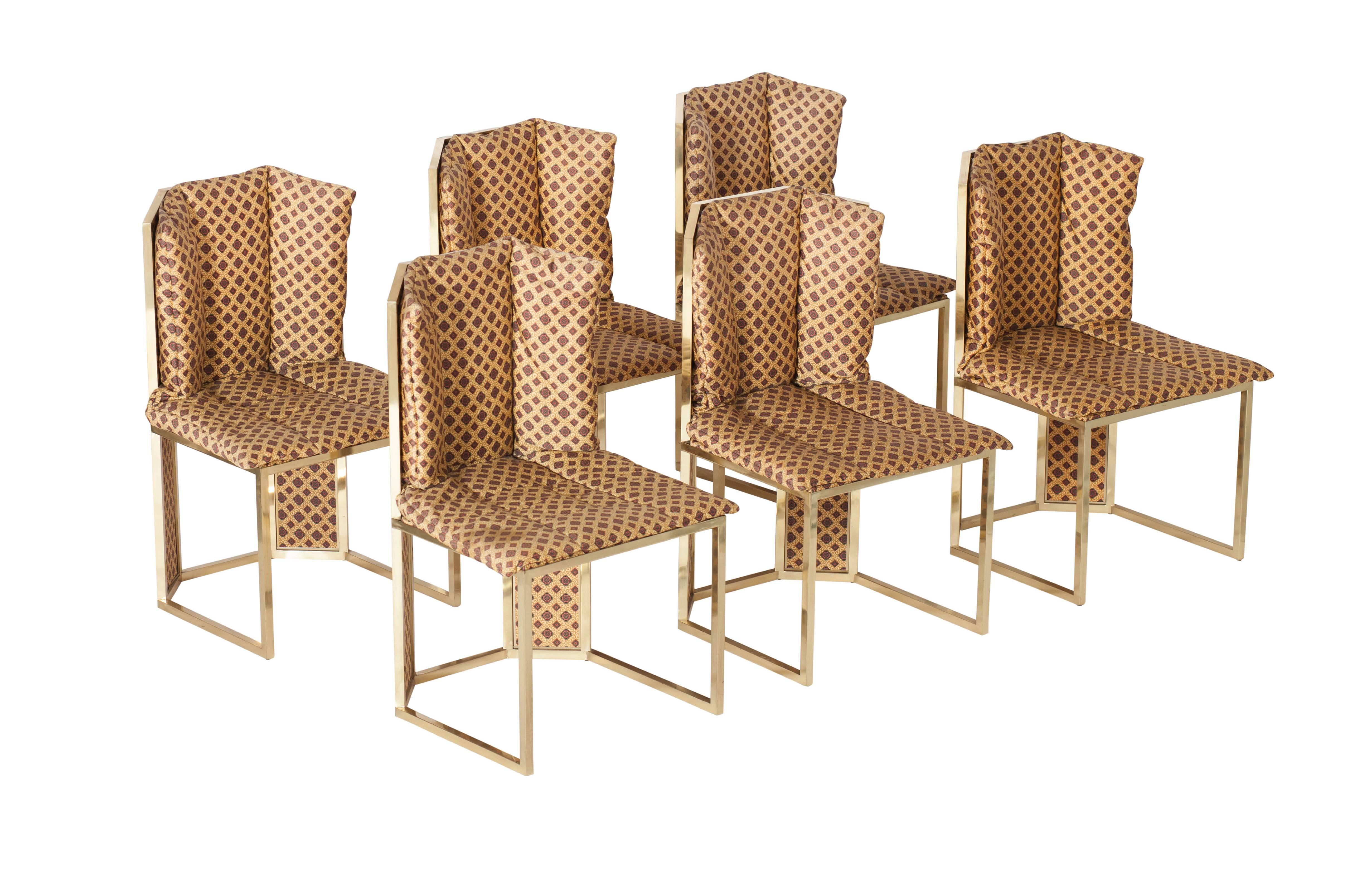 Outstanding Italian glam dining chairs in brass and wicker.

Romeo Rega in the style of Gabriella Crespi
in original satin fabric

Measures: H 90, W 51, D 58, SH 46 cm.


 